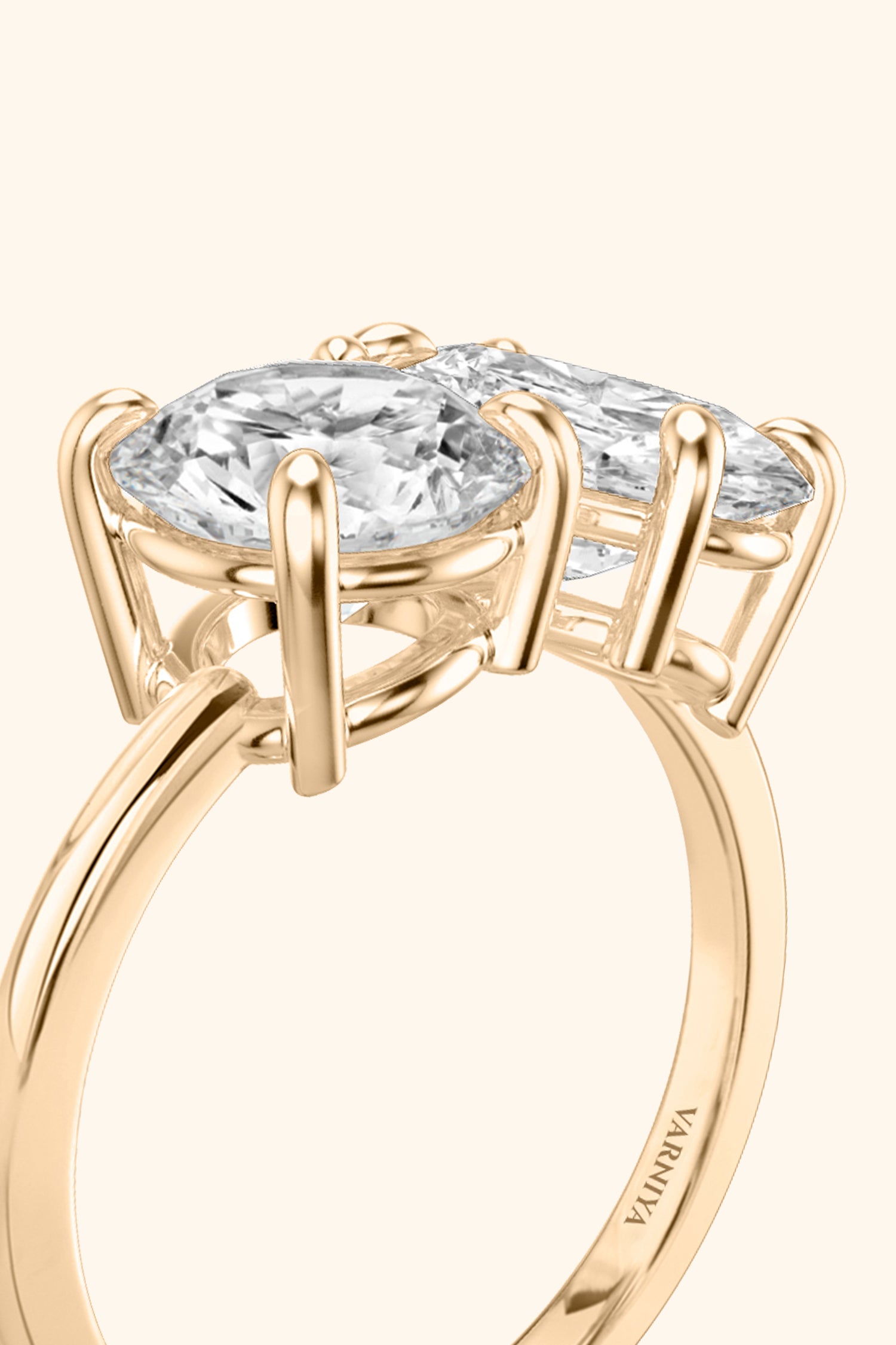 Luminosa Round Brilliant and Oval Solitaire Ring