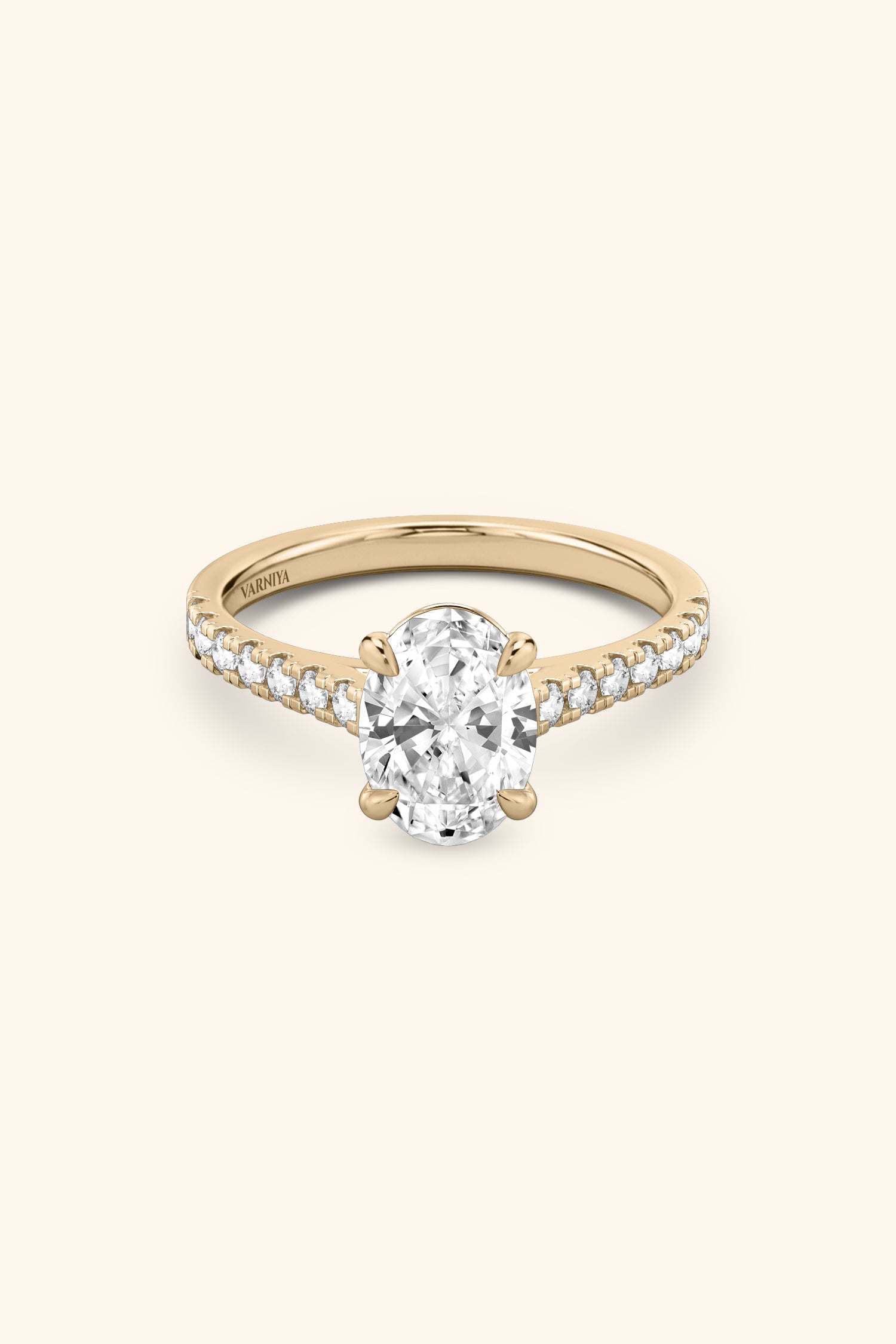 Gopuram Dome with a Oval Solitaire Pavé Ring
