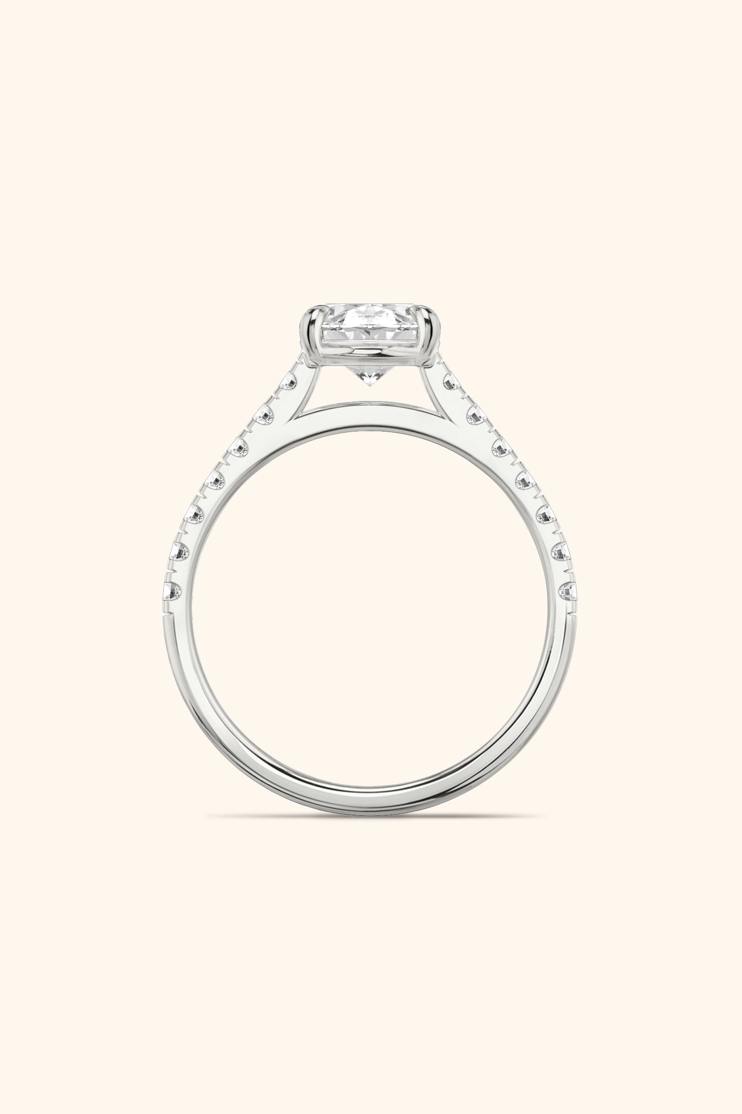 Gopuram Dome with a Oval Solitaire Pavé Ring