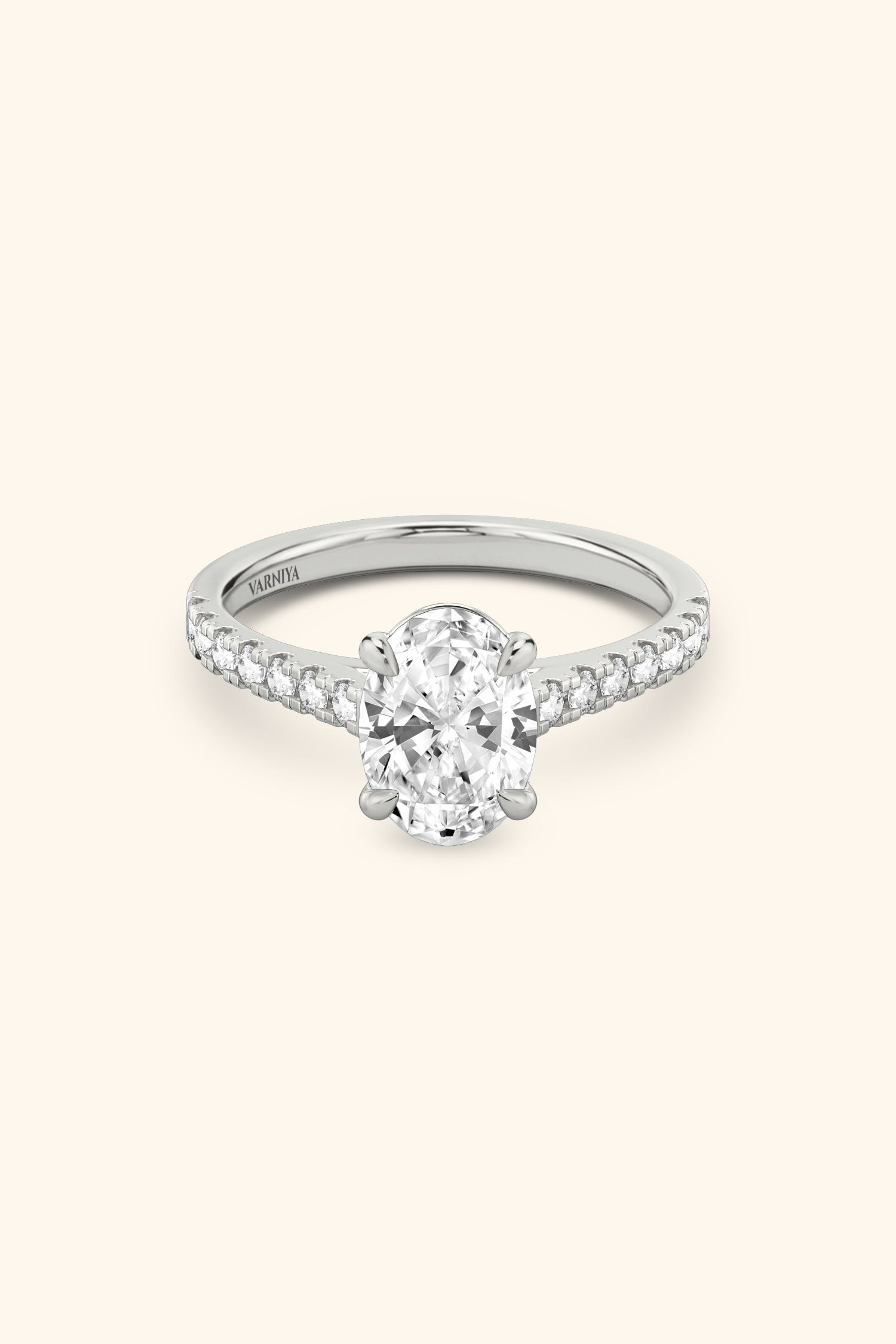 Gopuram Dome with a Oval Solitaire Pavé Ring