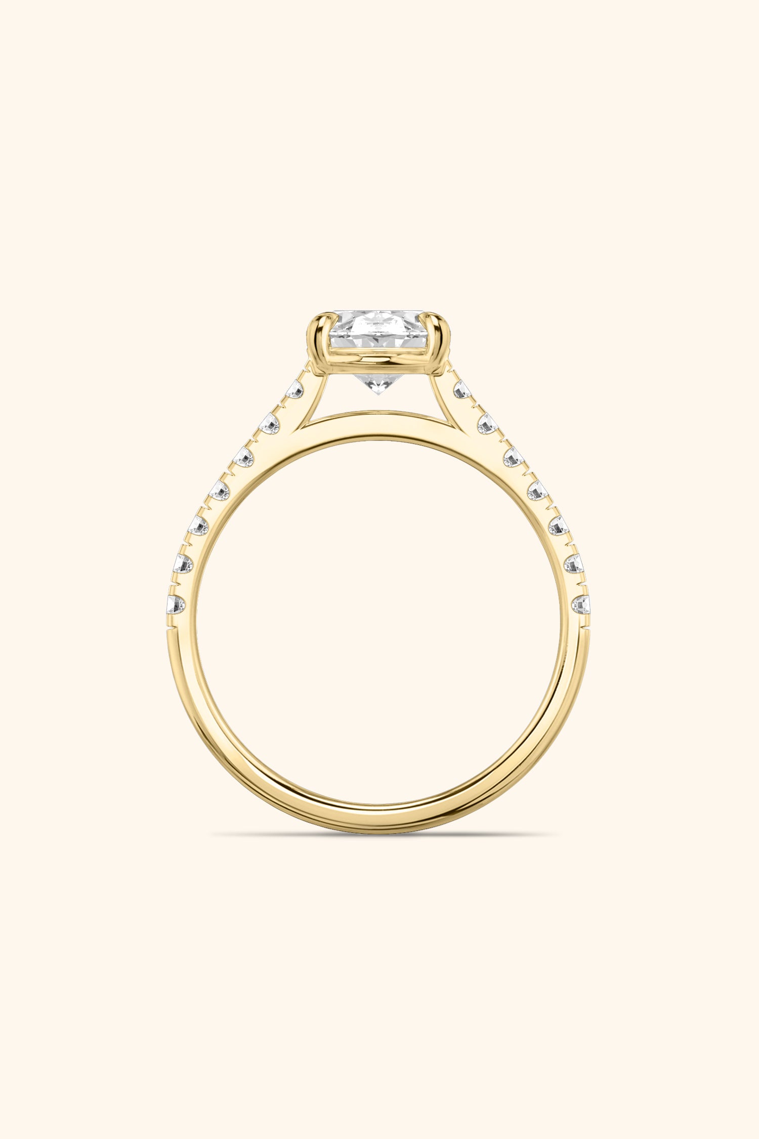 Gopuram Dome with a Oval Solitaire Pavé Ring