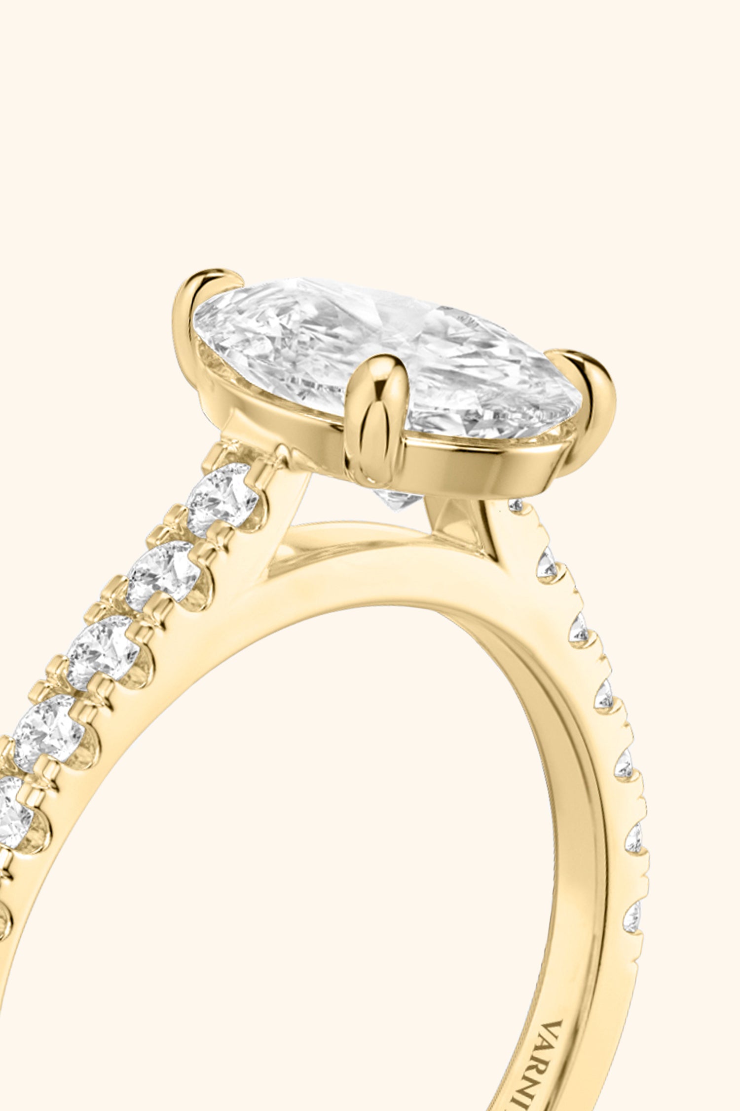 Gopuram Dome with a Pear Solitaire Pavé Ring