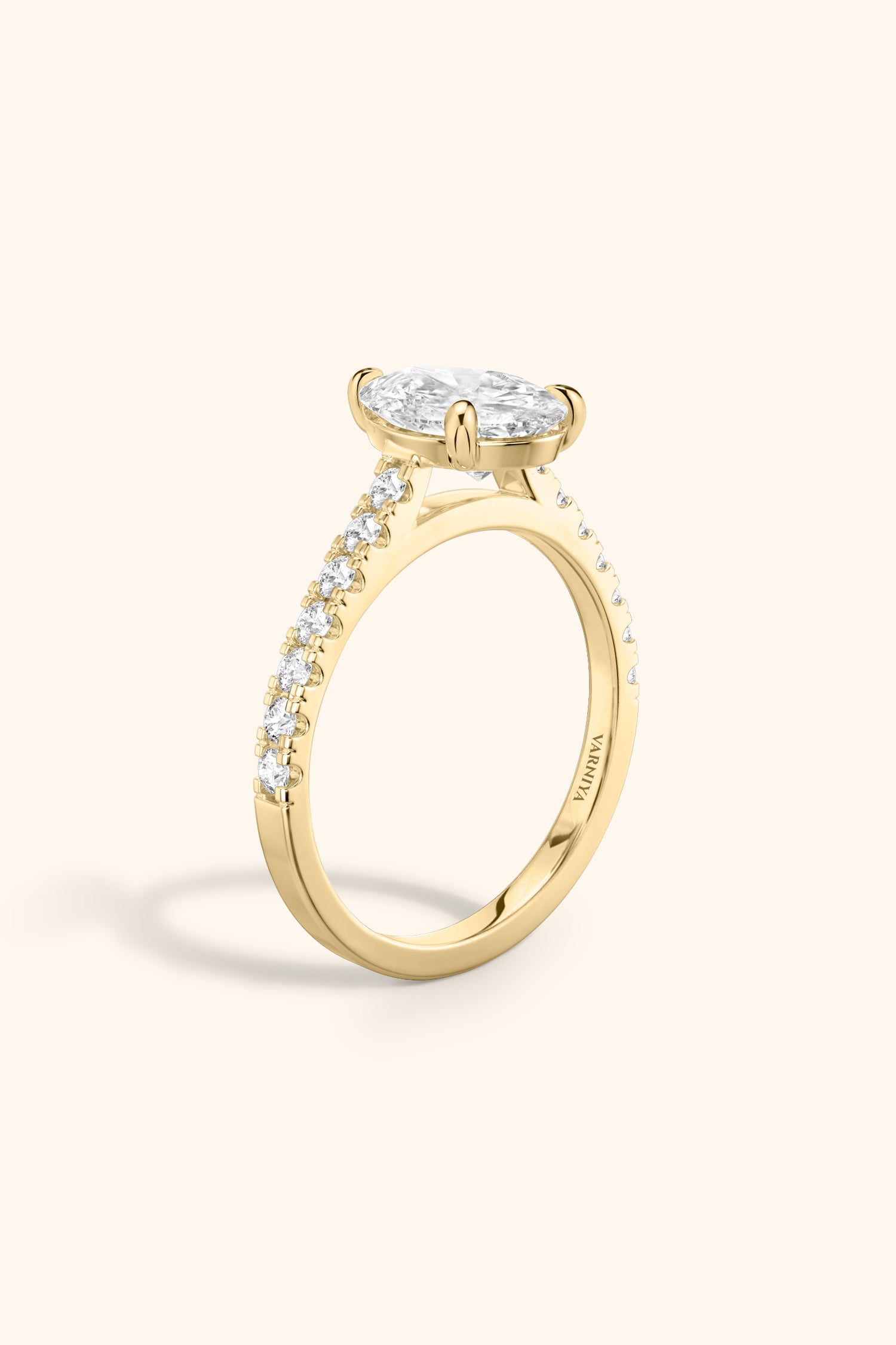 Gopuram Dome with a Pear Solitaire Pavé Ring