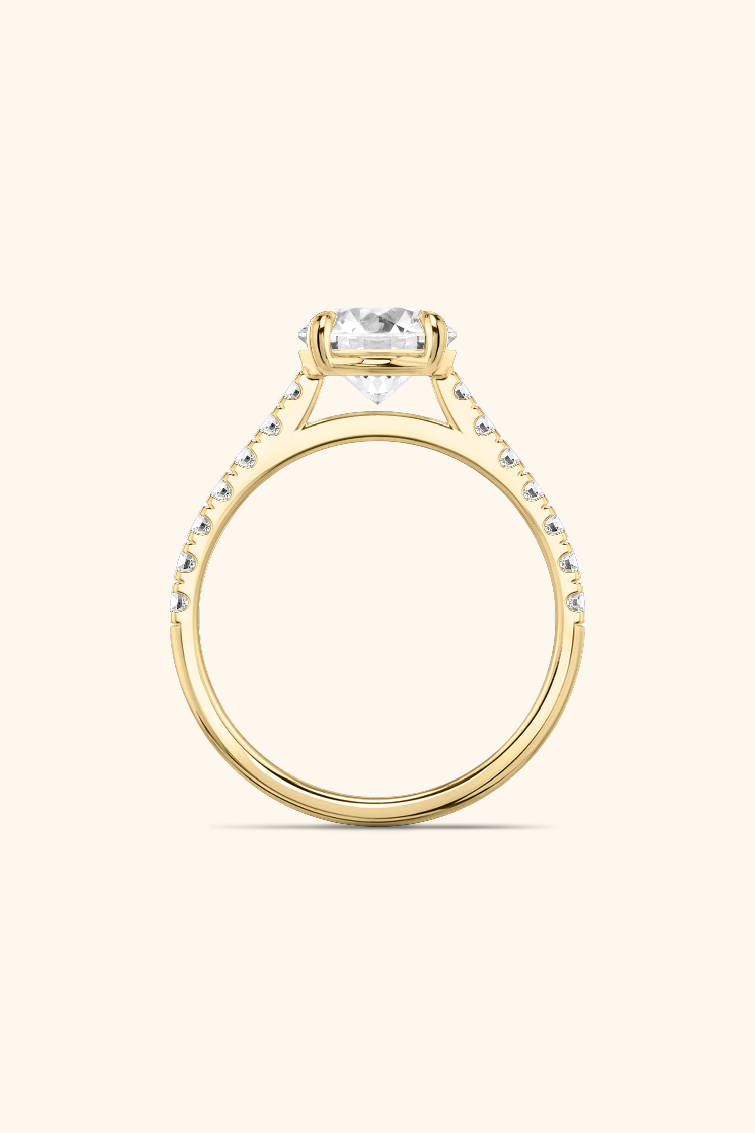 Gopuram Dome with a Round Solitaire Pavé Ring