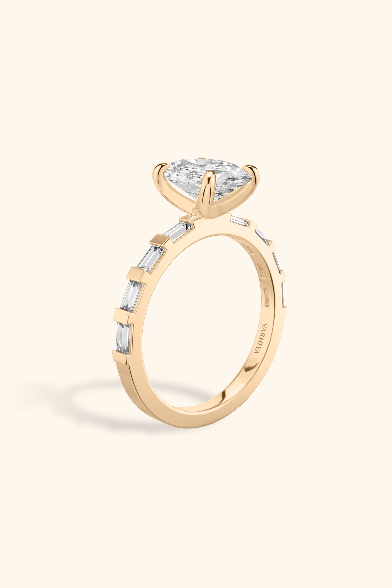 French Bar with Oval Solitaire Ring