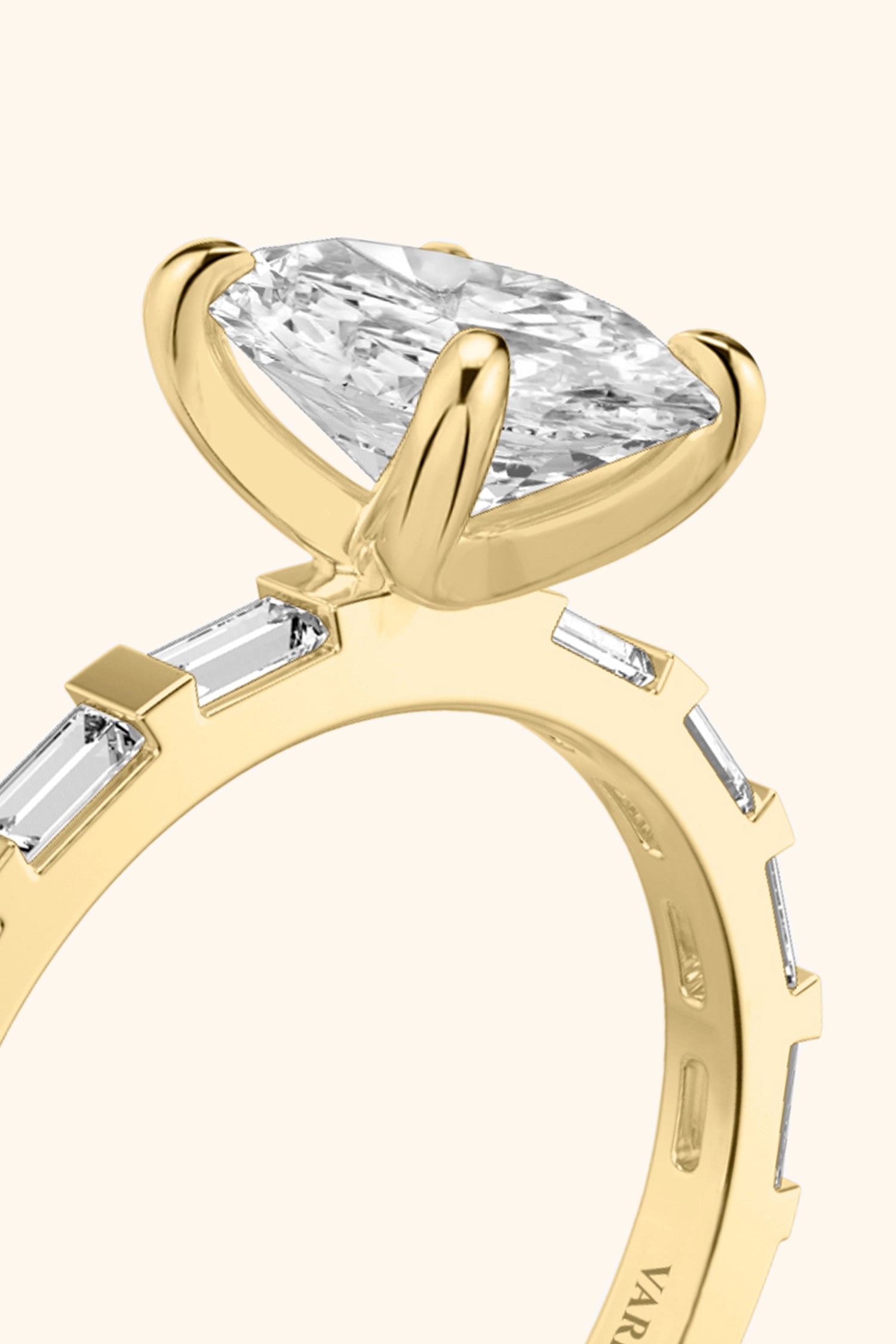 French Bar with Oval Solitaire Ring