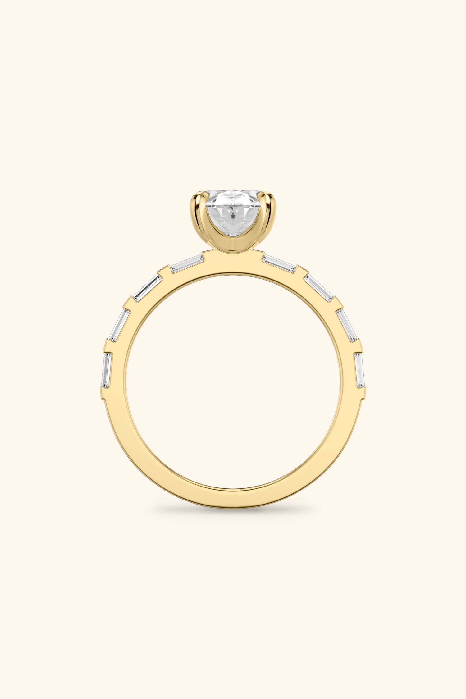 French Bar with Oval Solitaire Ring