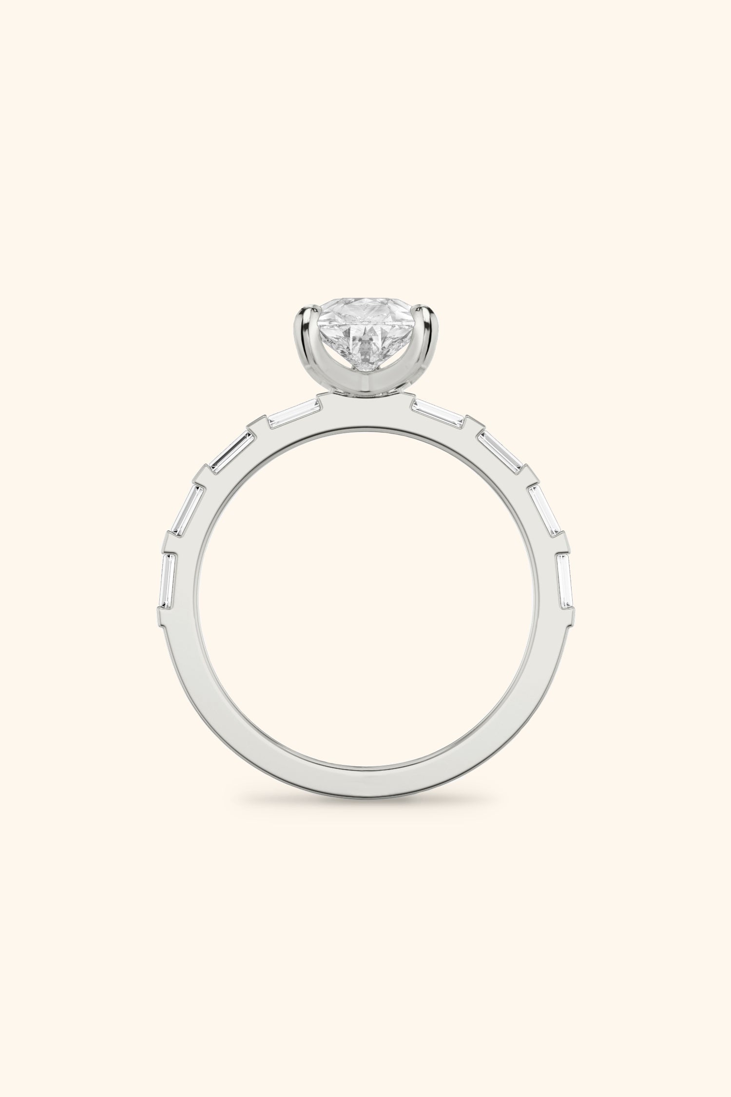 French Bar with Pear Solitaire Ring