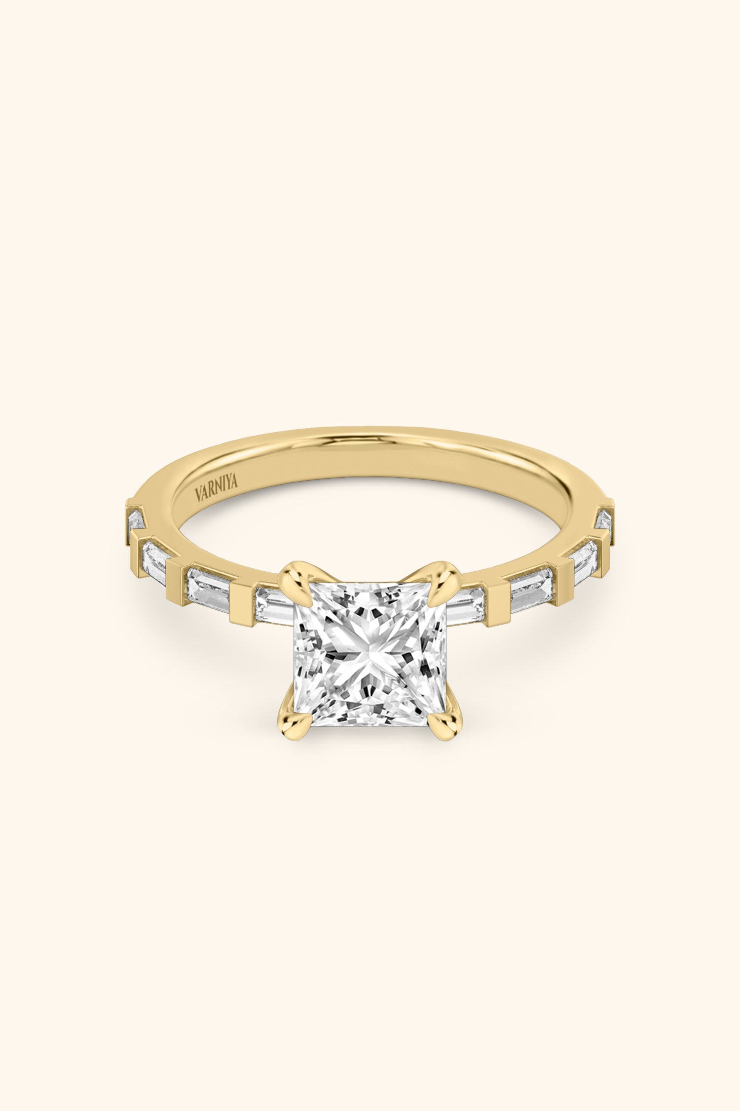 French Bar with Princess Solitaire RingFrench Bar with Princess Solitaire Ring