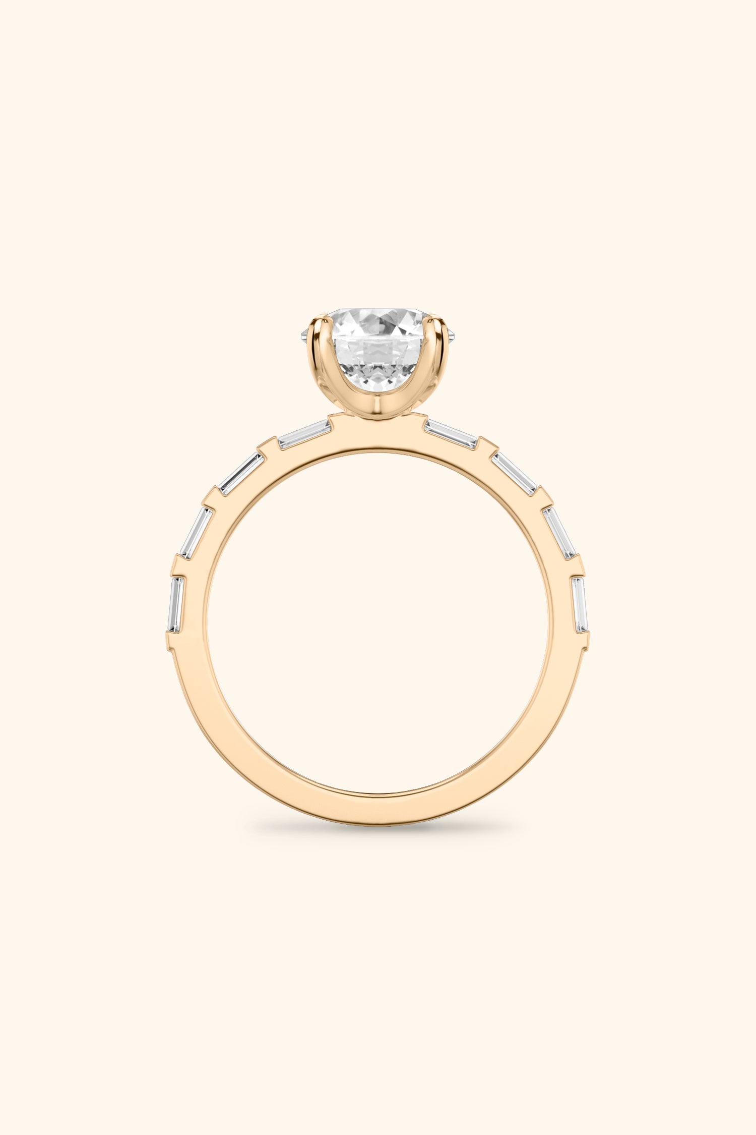French Bar with Round Brilliant Solitaire Ring