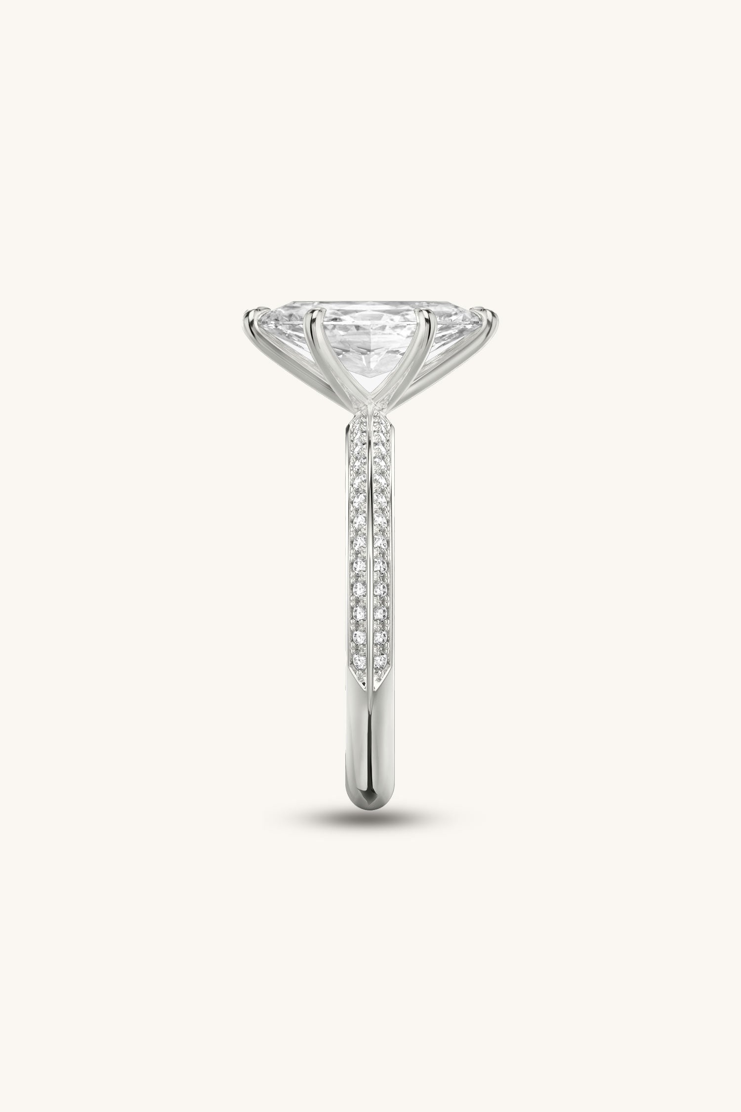 Amália Marquise Solitaire Pavé Ring