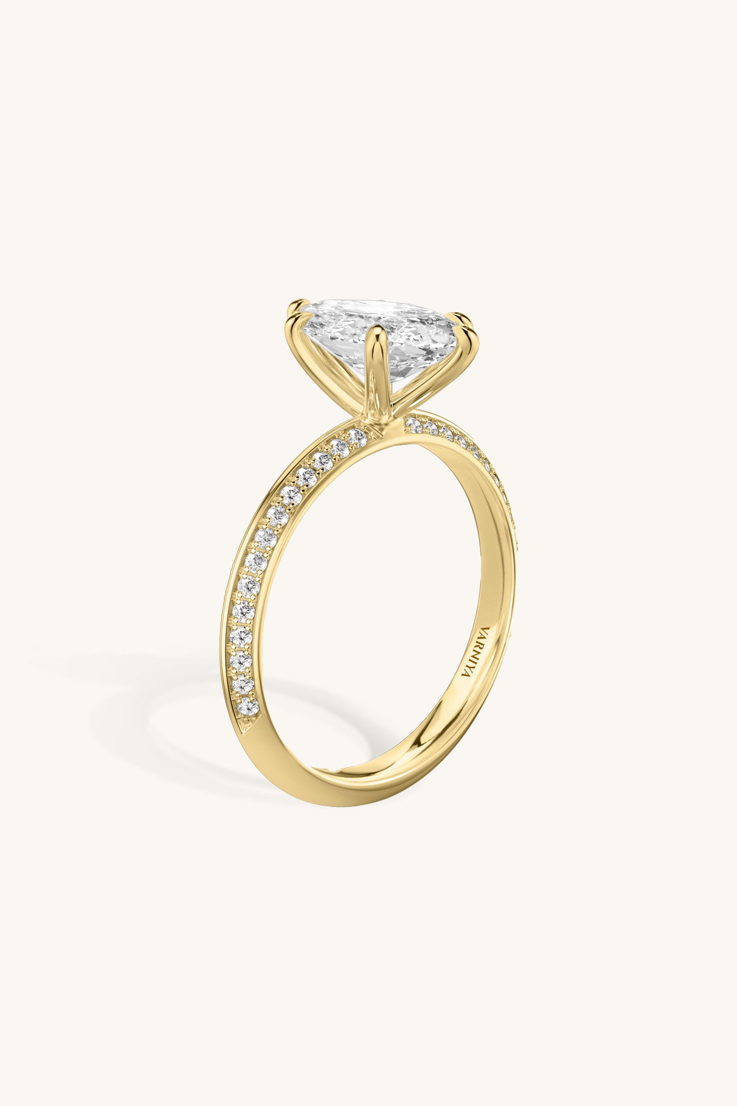 Amália Marquise Solitaire Pavé Ring