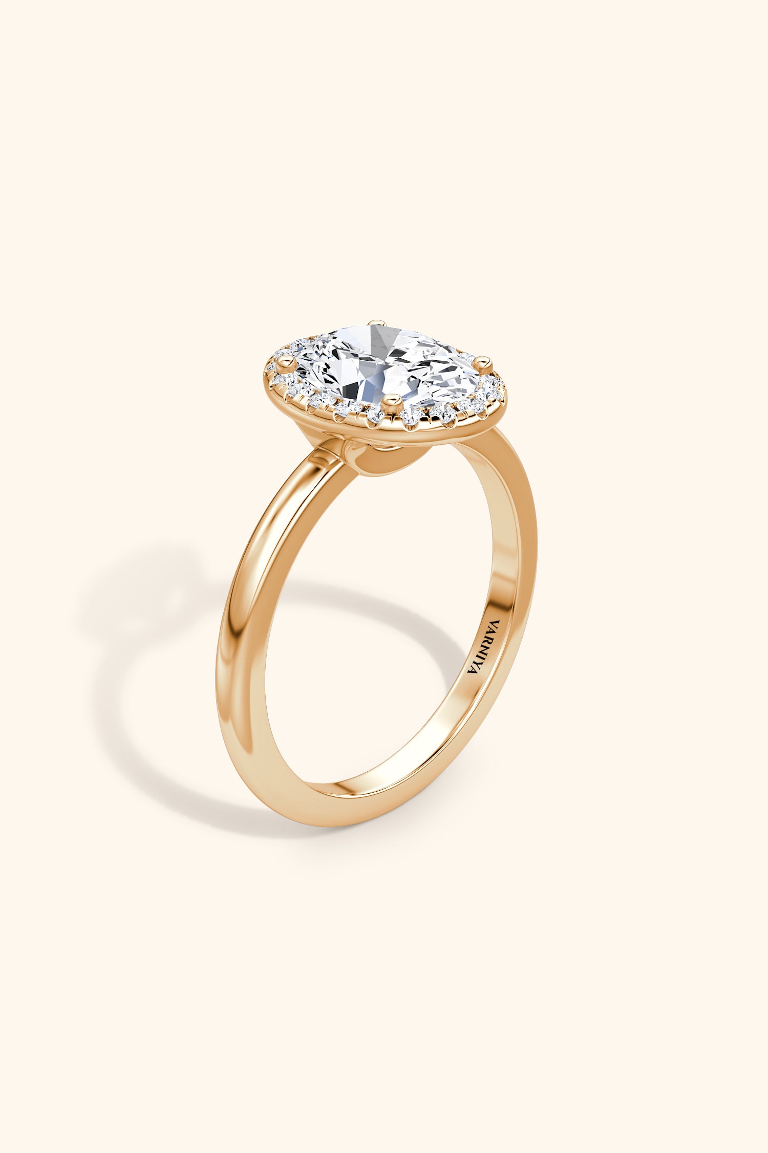 Angelica Classic Halo Oval Solitaire Ring