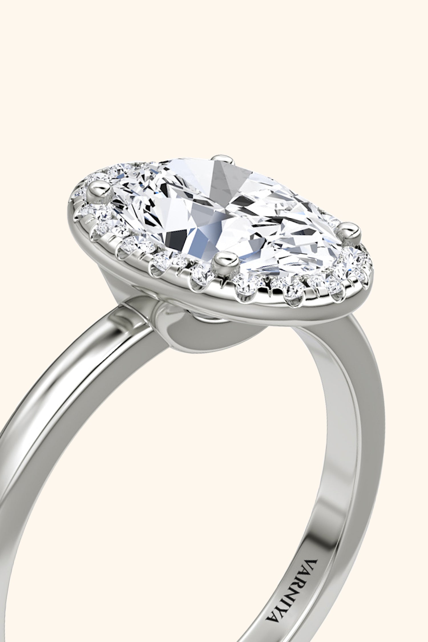 Angelica Classic Halo Oval Solitaire Ring