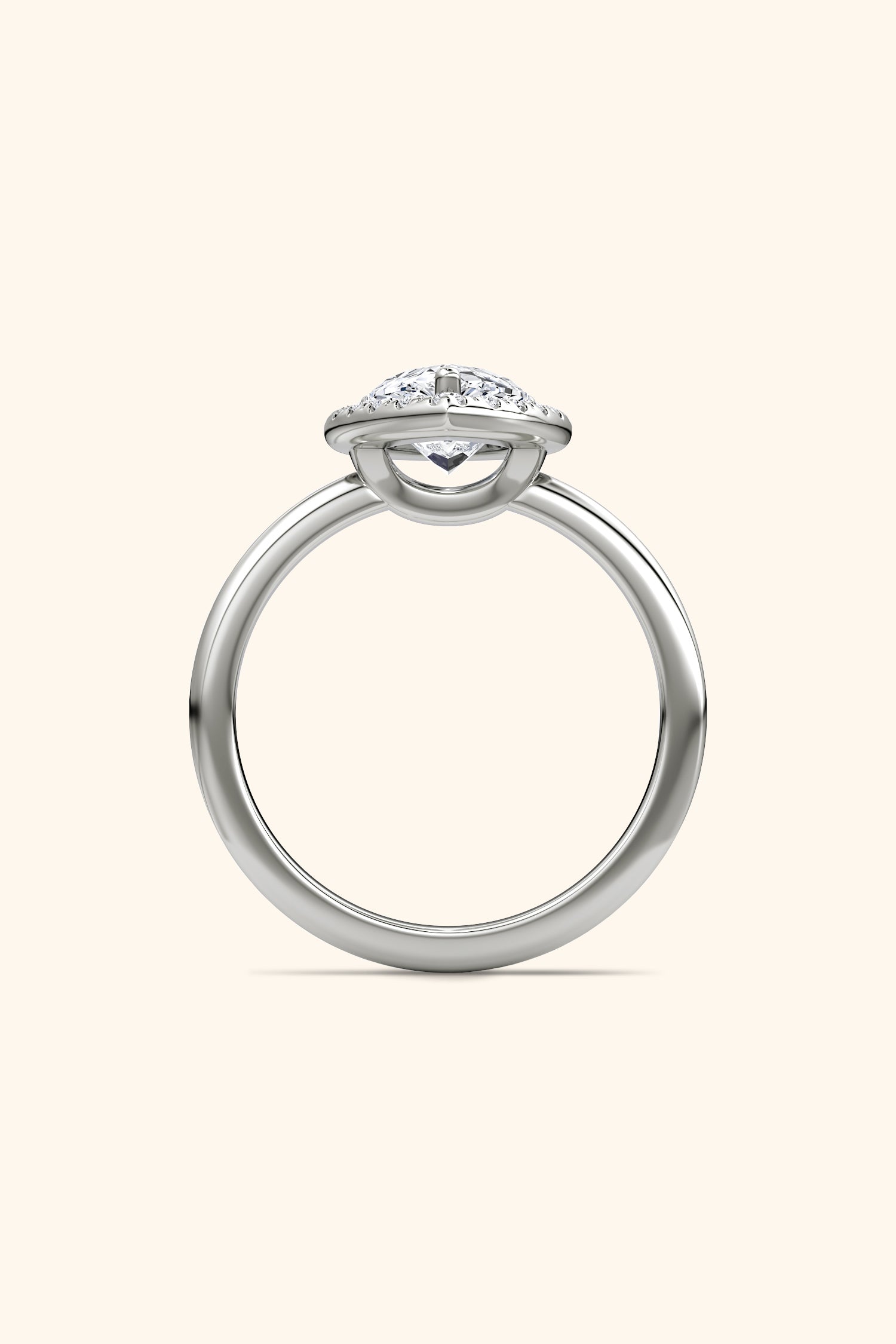 Angelica Pear Solitaire Ring with a Classic Halo