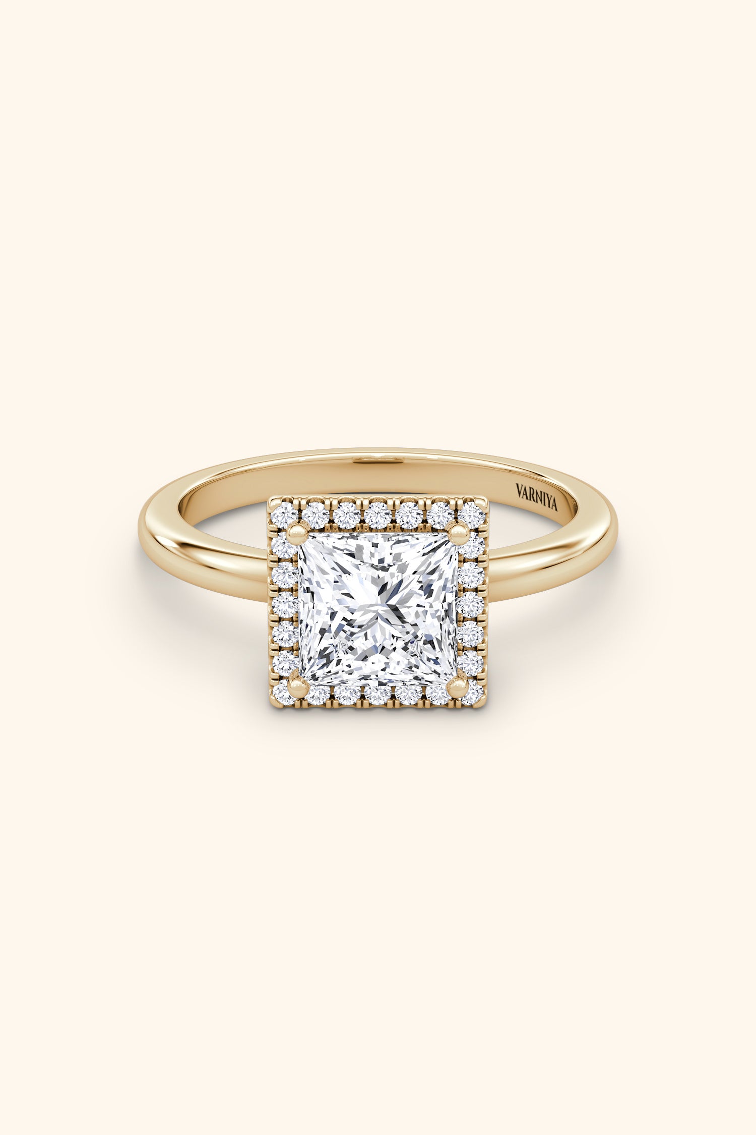 Angelica Classic Halo with a Princess Solitaire Ring