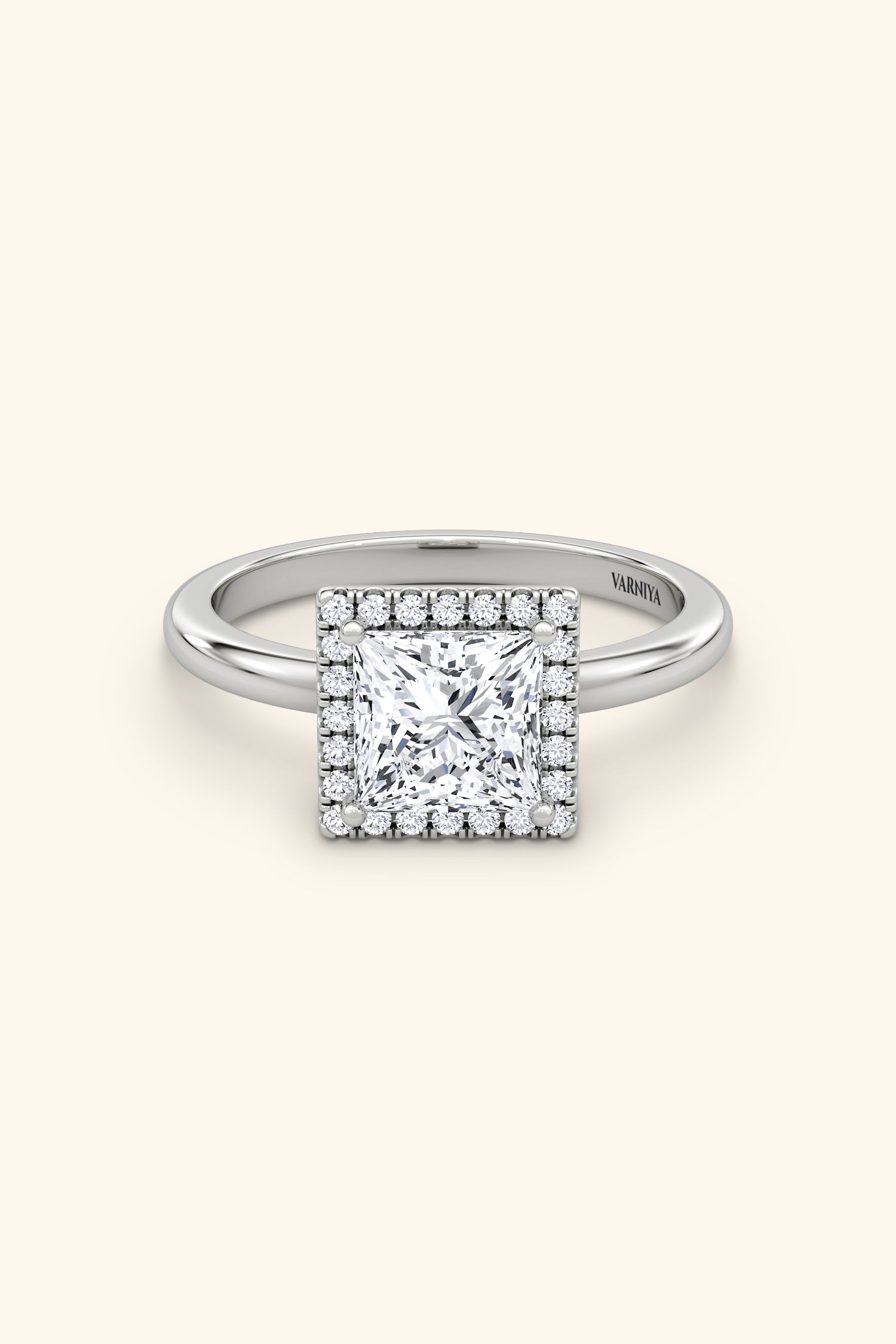 Angelica Classic Halo with a Princess Solitaire Ring