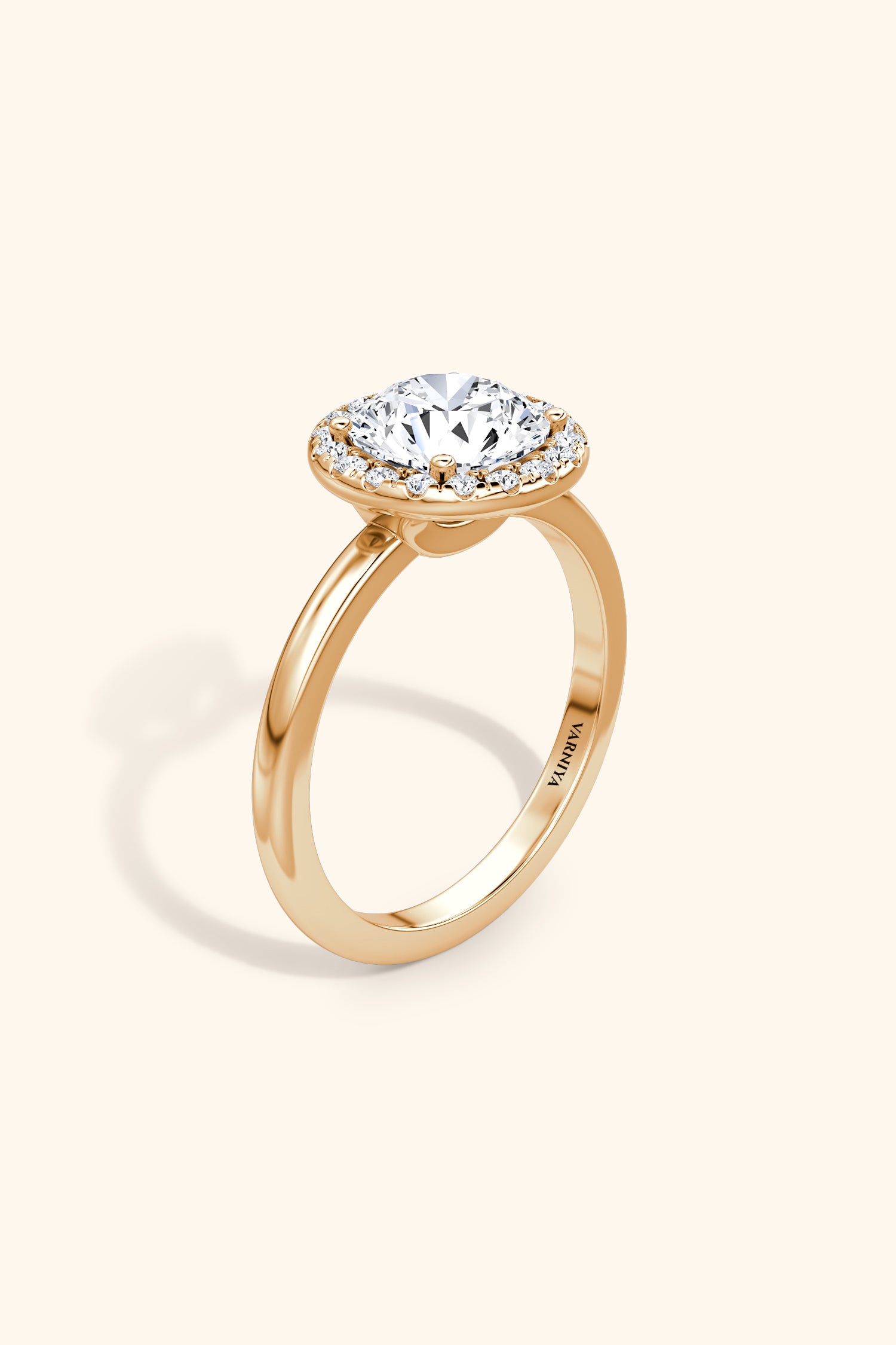 Angelica Classic Halo with a Round Solitaire Ring