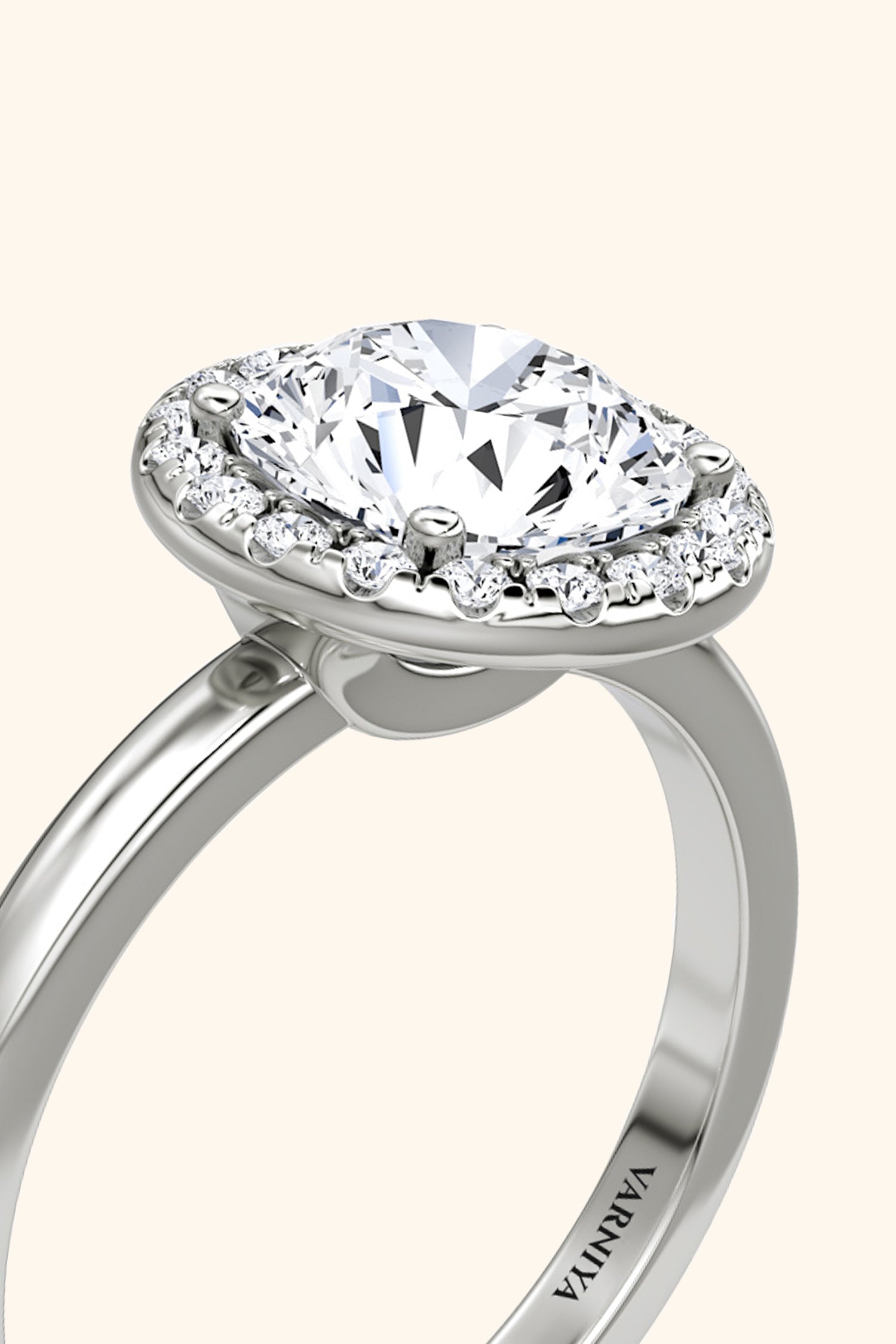 Angelica Classic Halo with a Round Solitaire Ring