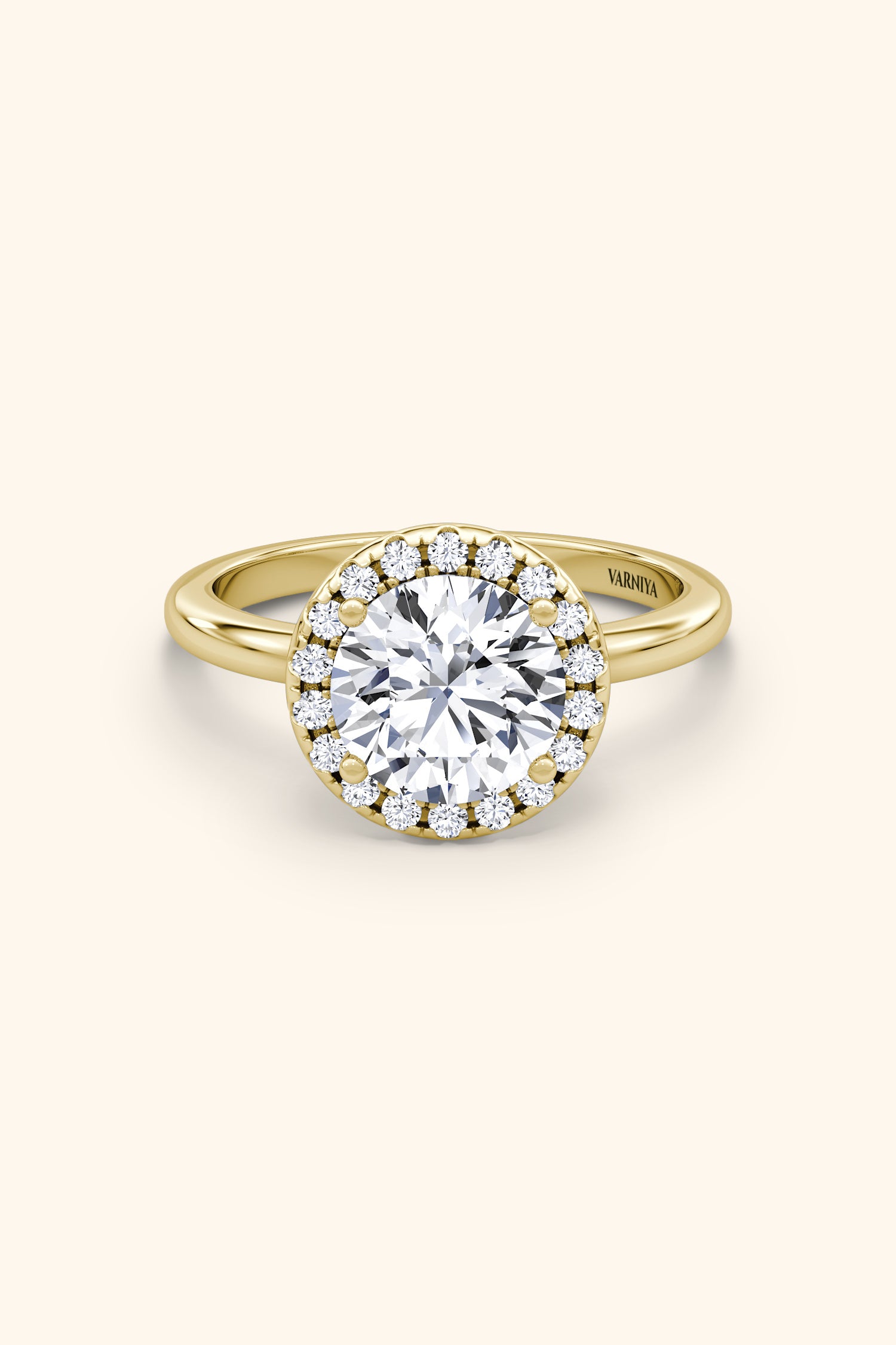 Angelica Classic Halo with a Round Solitaire Ring