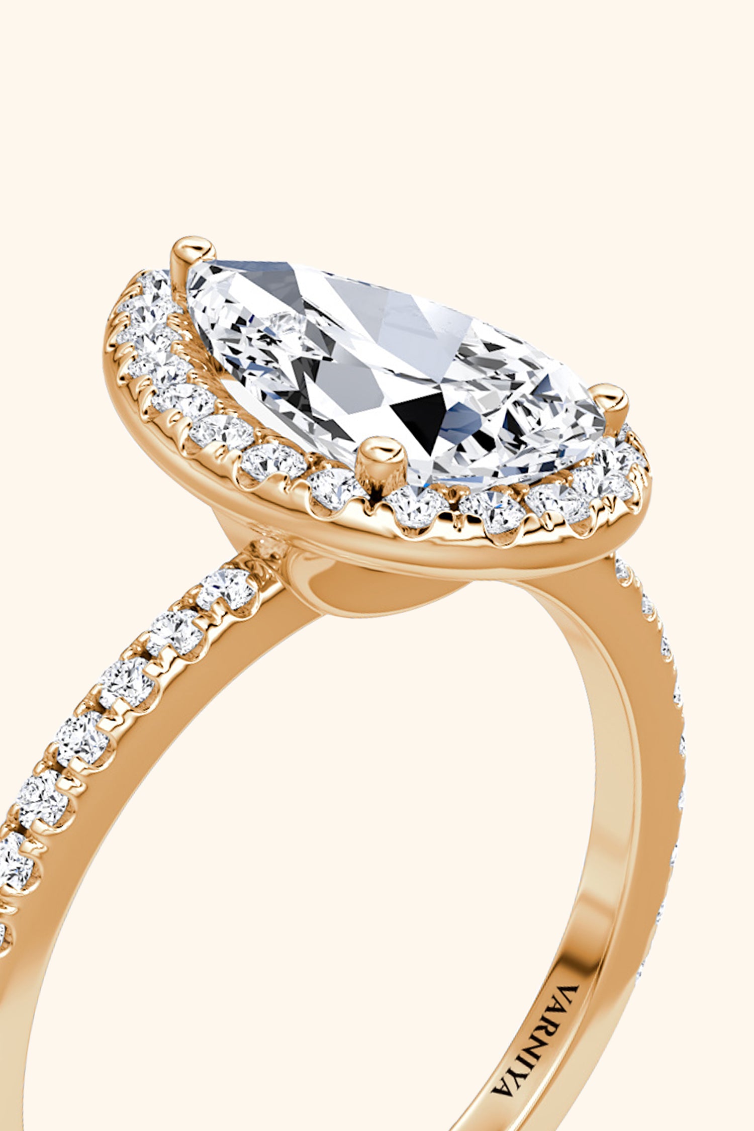 Angelica Pear Solitaire Pavé Ring