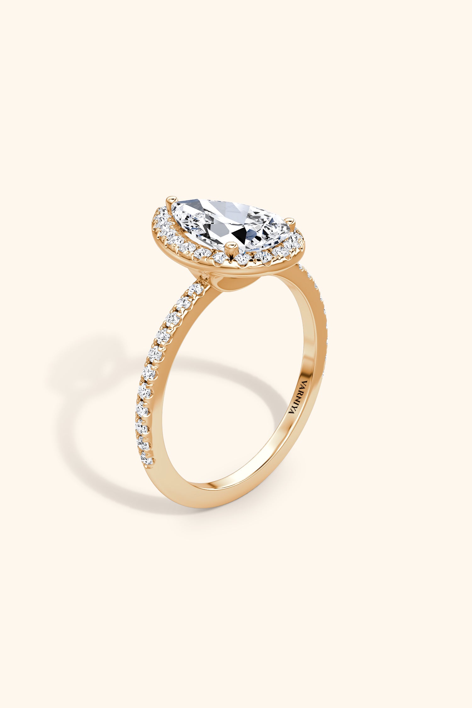 Angelica Pear Solitaire Pavé Ring