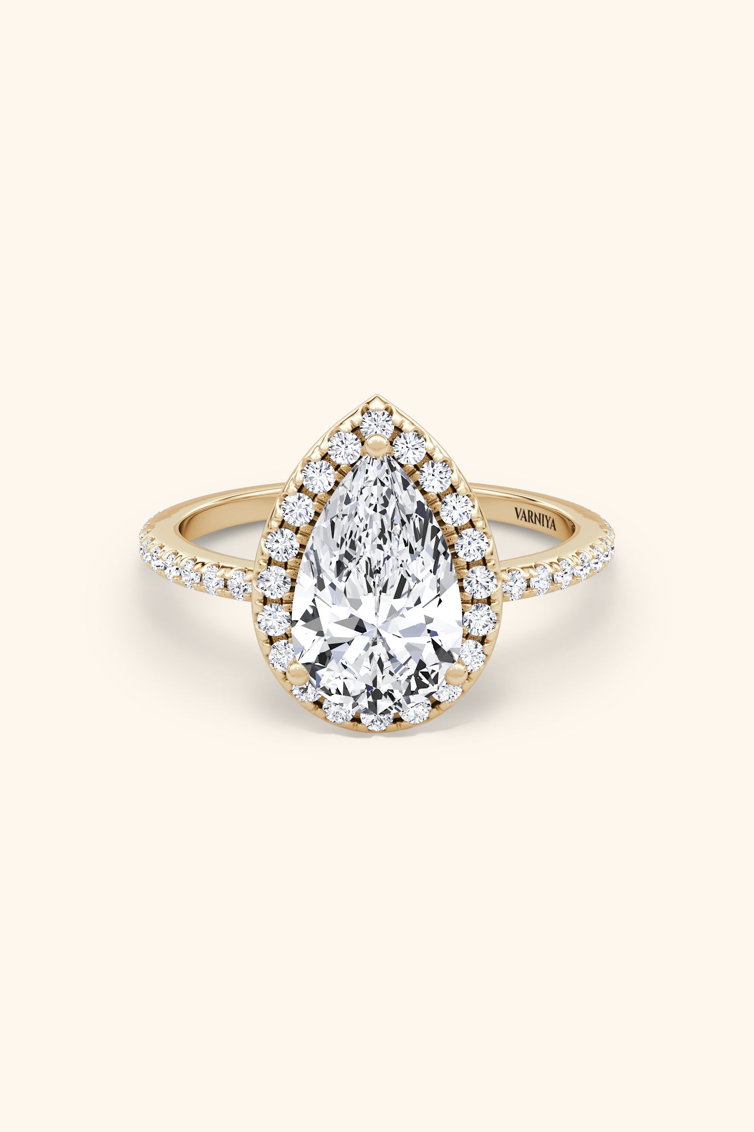 Angelica Pear Solitaire Pavé Ring