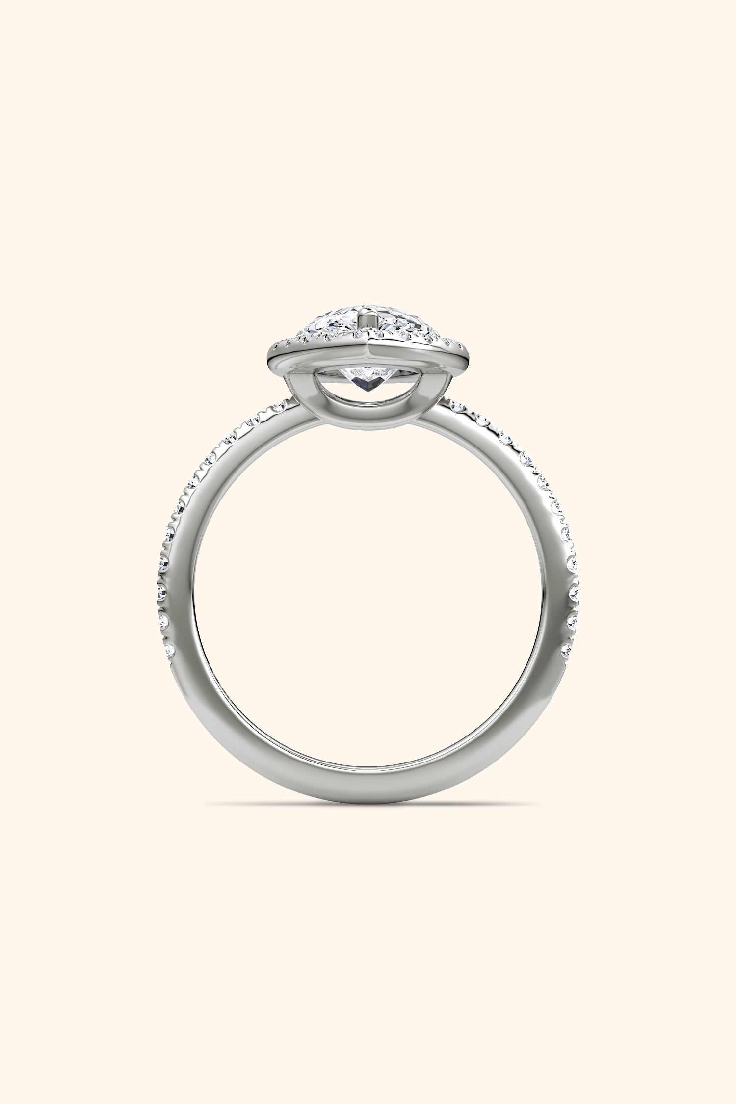 Angelica Pear Solitaire Pavé Ring with a Classic Halo