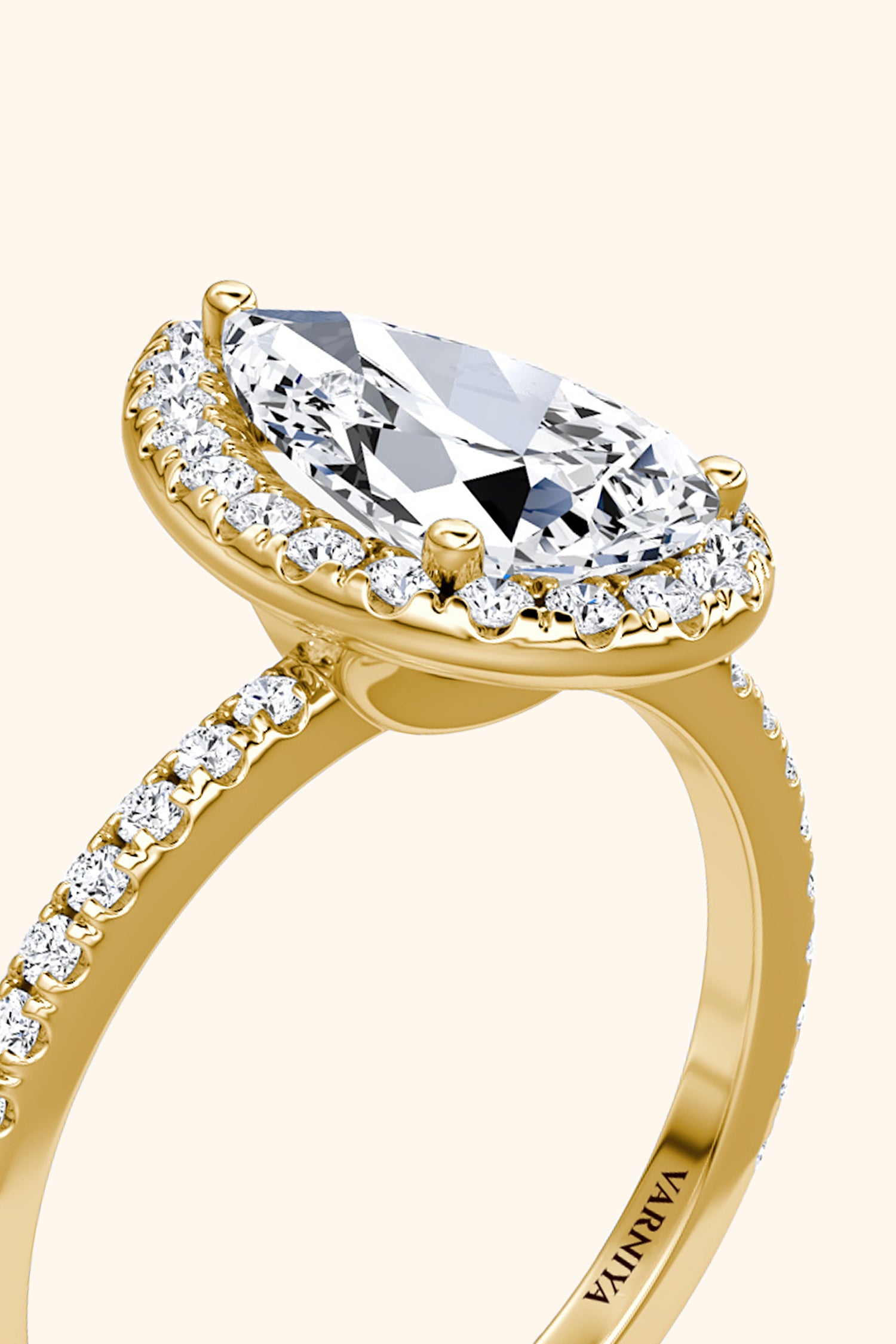 Angelica Pear Solitaire Pavé Ring