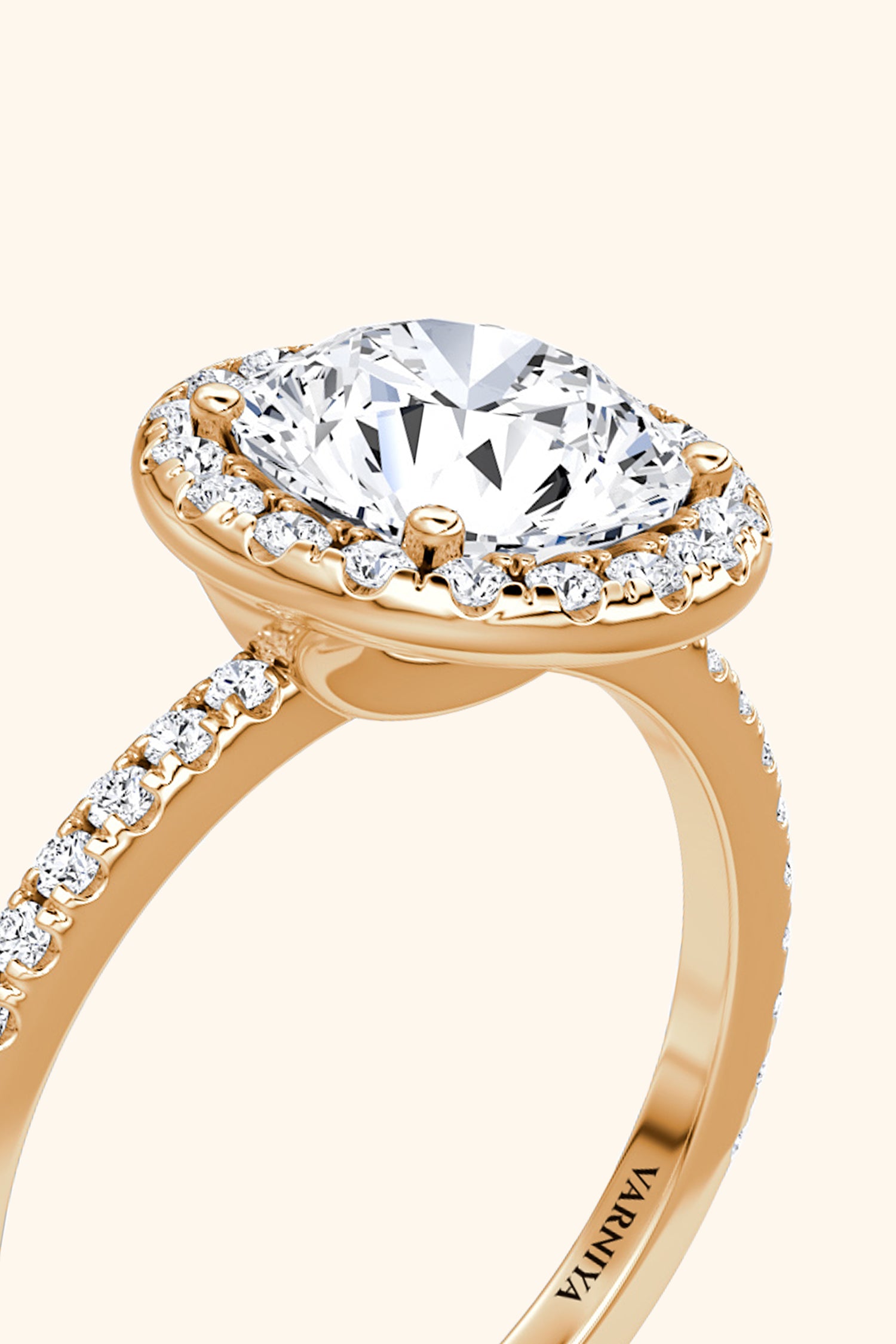 Angelica Classic Halo with a Round Solitaire Pavé Ring