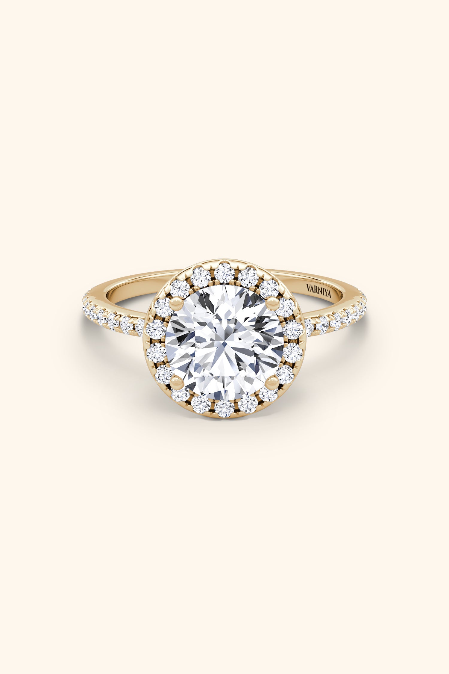 Angelica Classic Halo with a Round Solitaire Pavé Ring