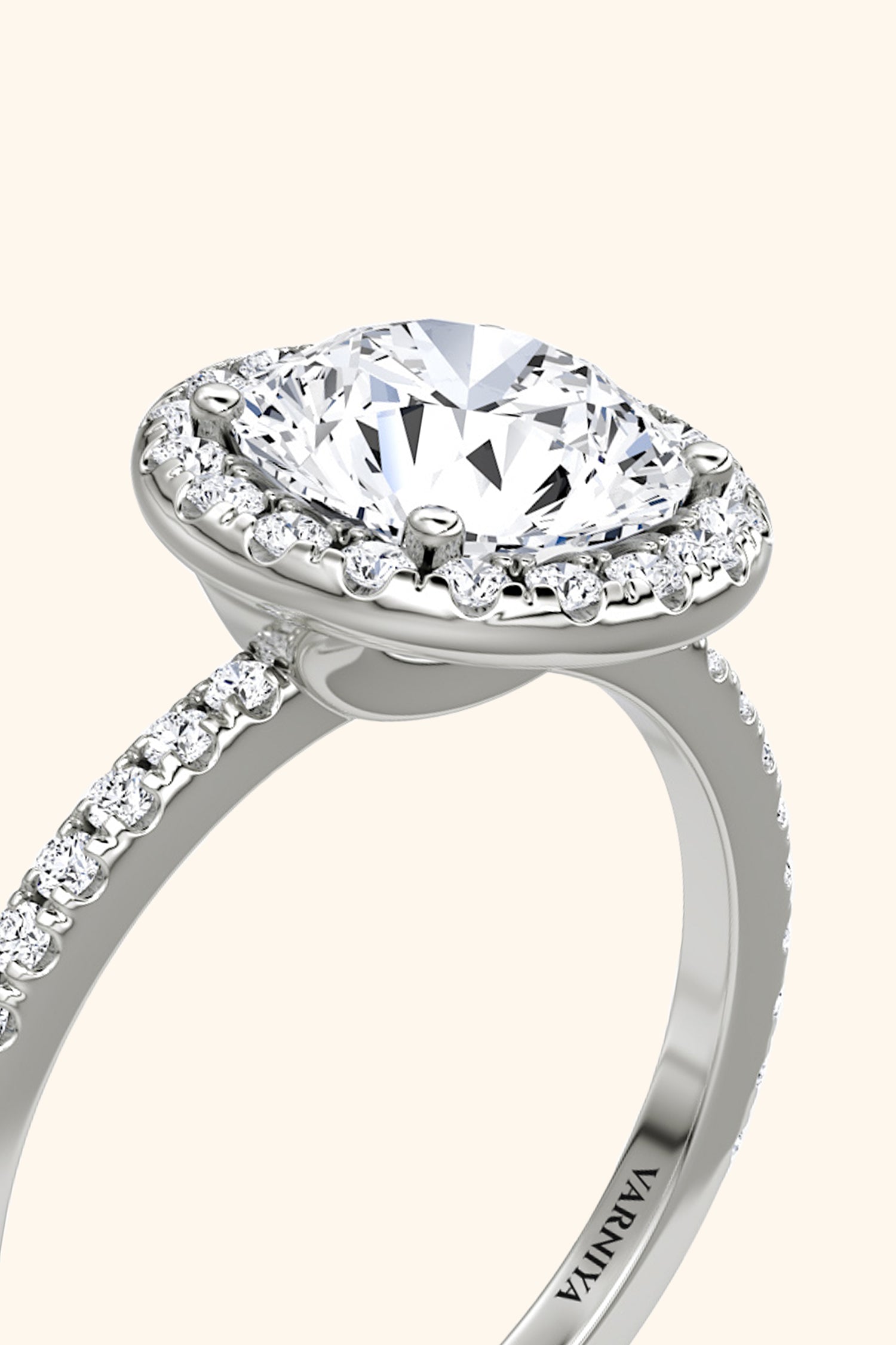 Angelica Classic Halo with a Round Solitaire Pavé Ring