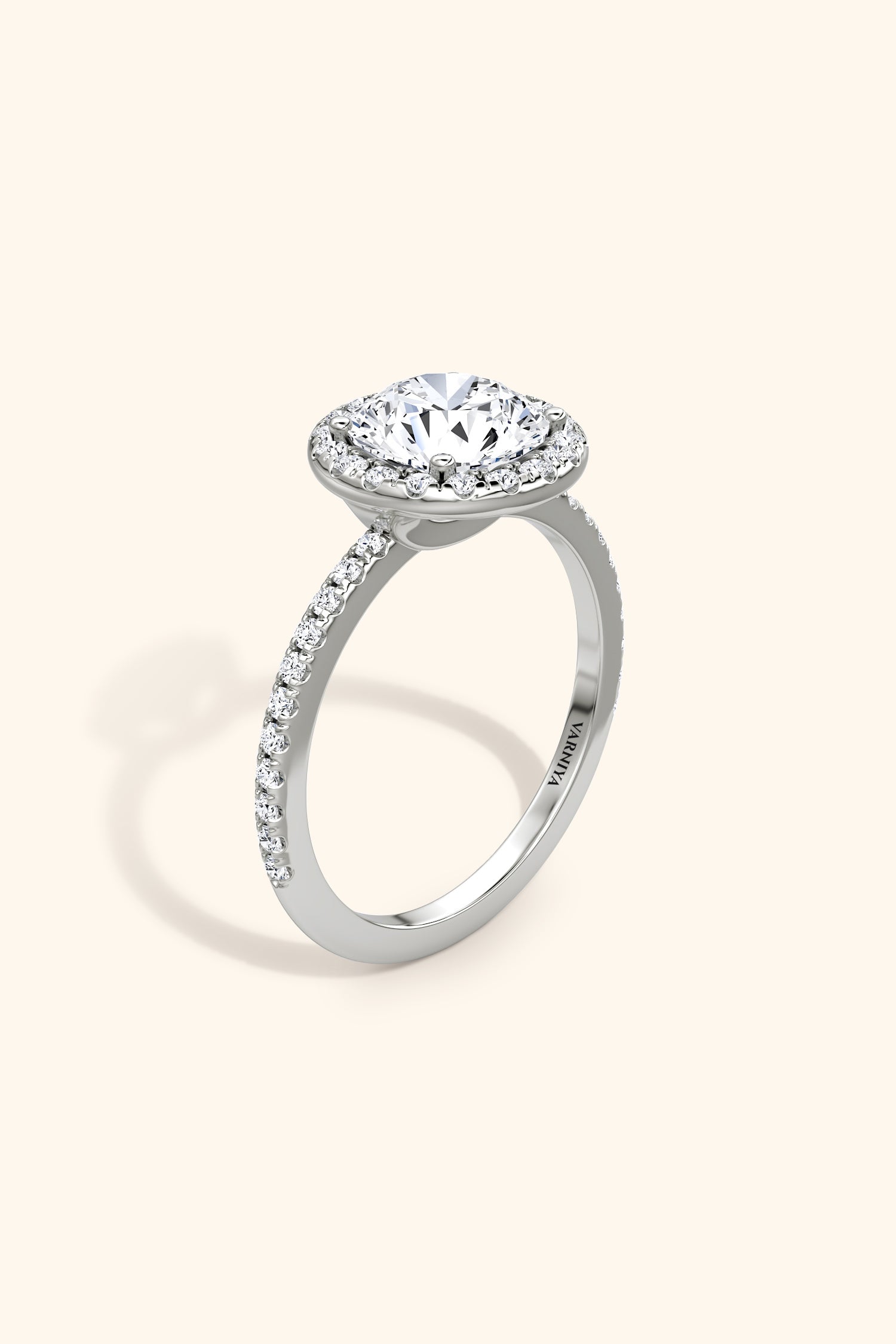 Angelica Classic Halo with a Round Solitaire Pavé Ring