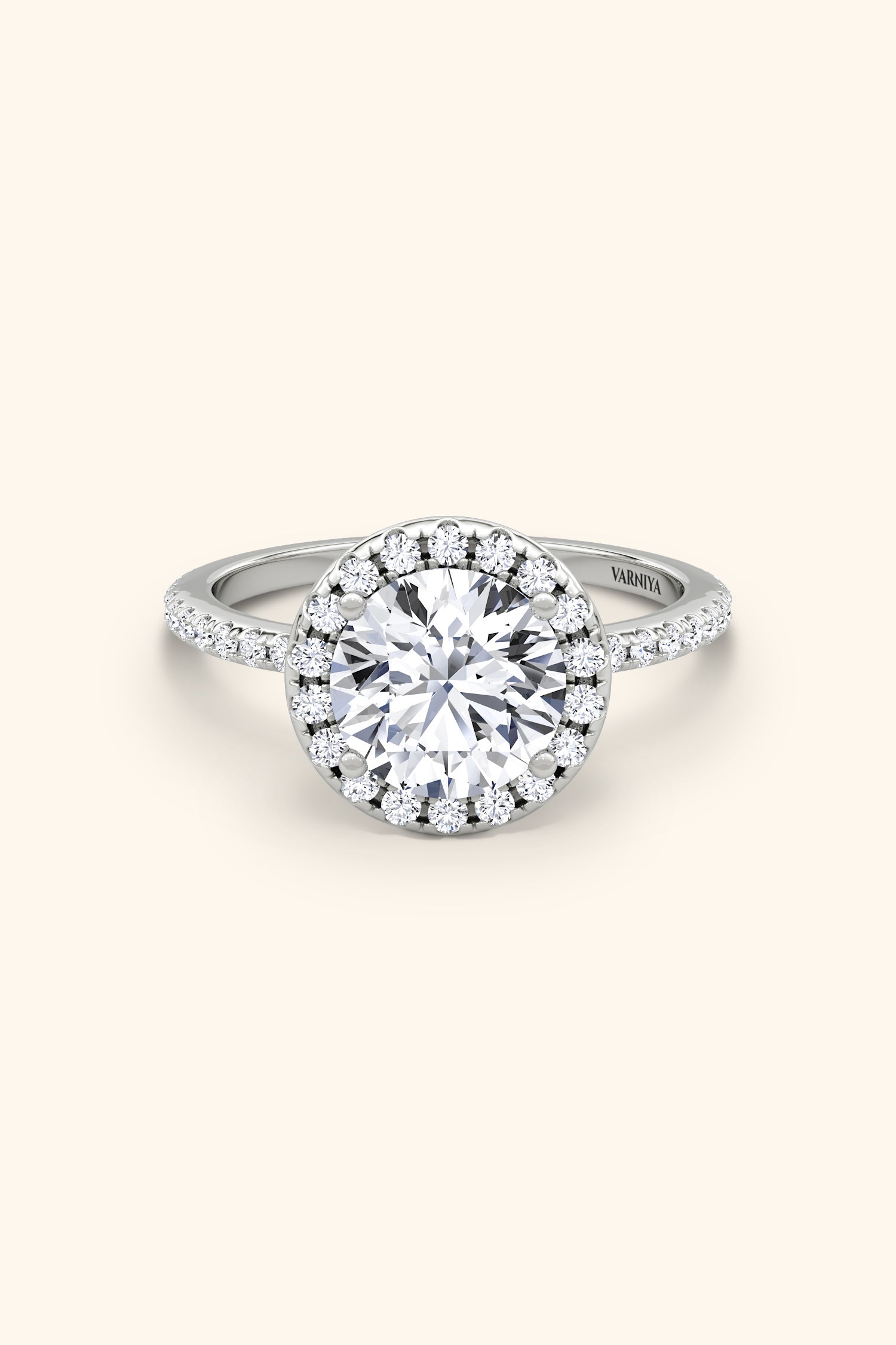 Angelica Classic Halo with a Round Solitaire Pavé Ring