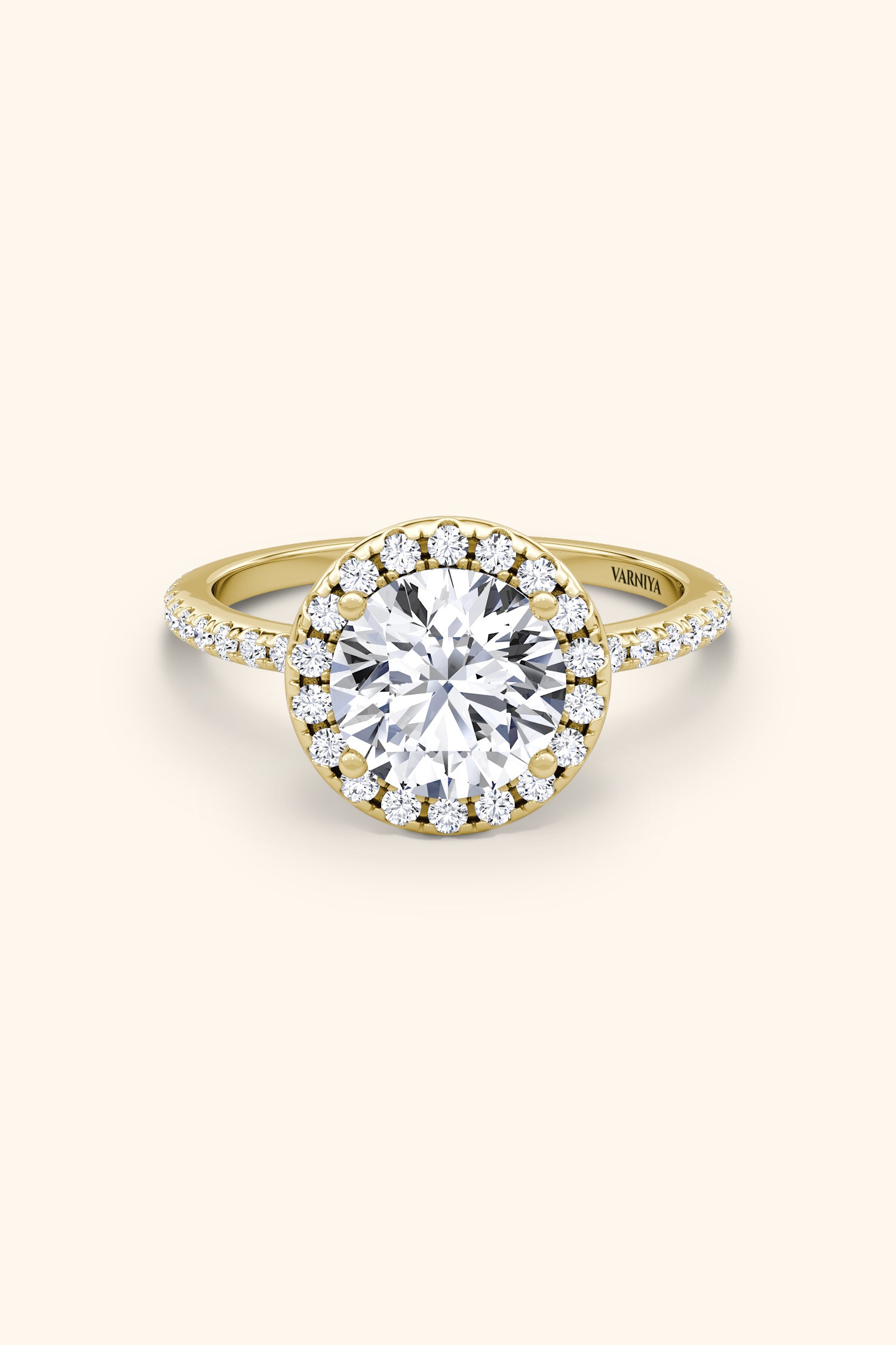 Round Solitaire Pavé Ring