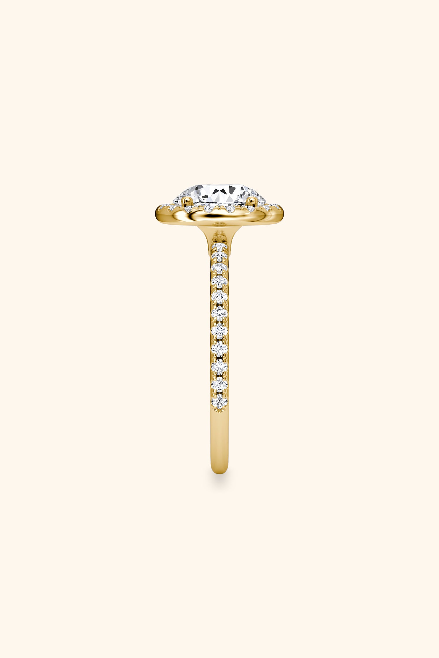 Round Solitaire Pavé Ring