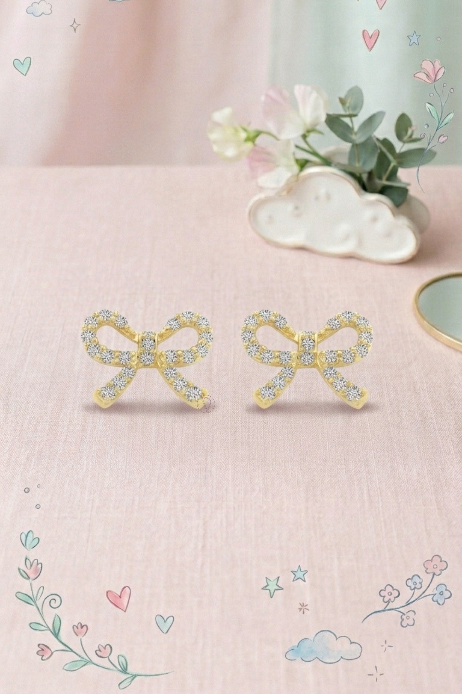 Kids Diamond Bow Earrings