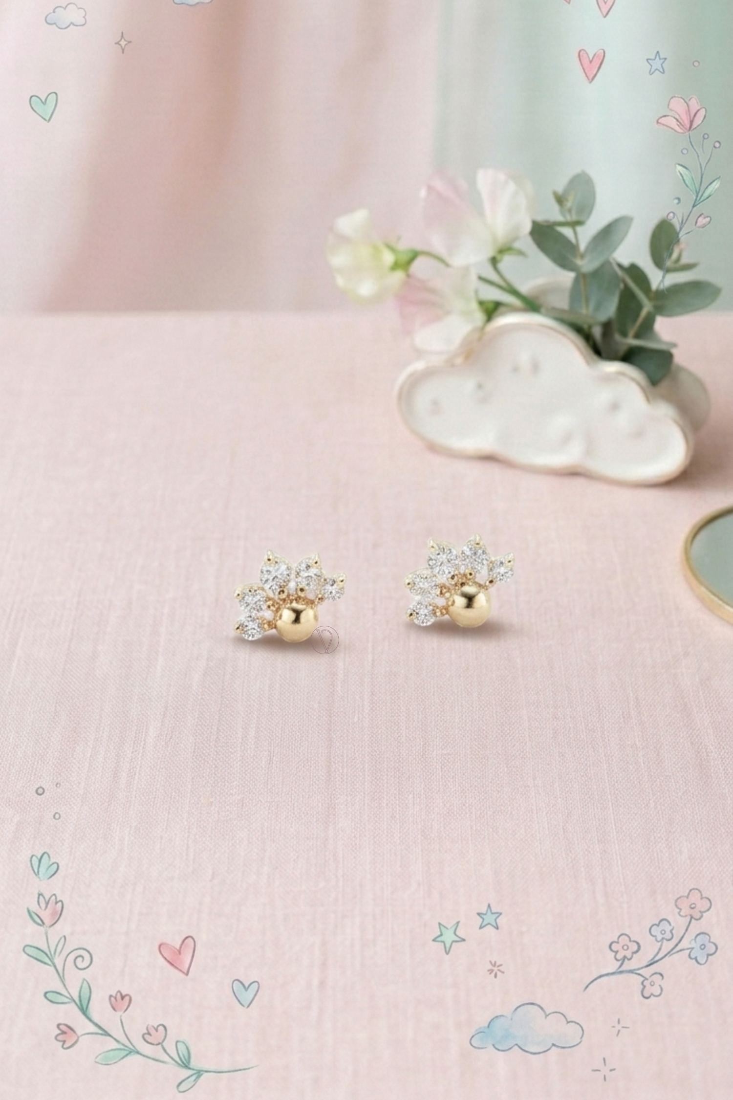 Kids Diamond Tiny Bloom Earrings