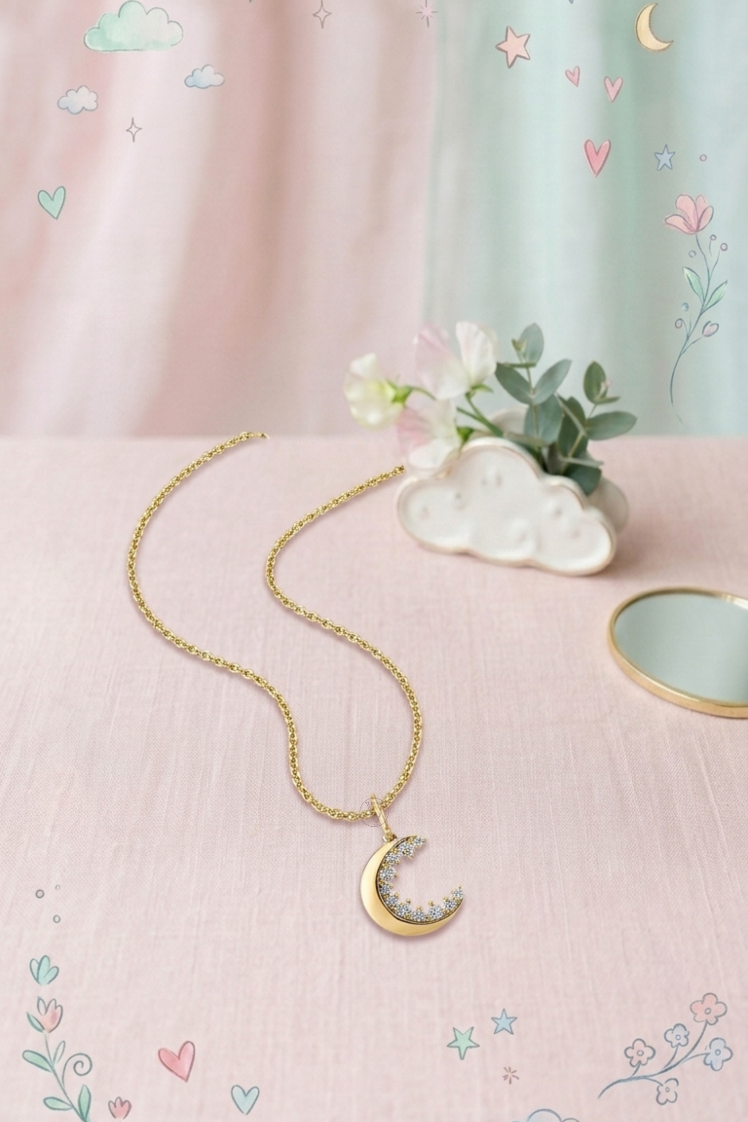 Kids Diamond Small Moon Pendant