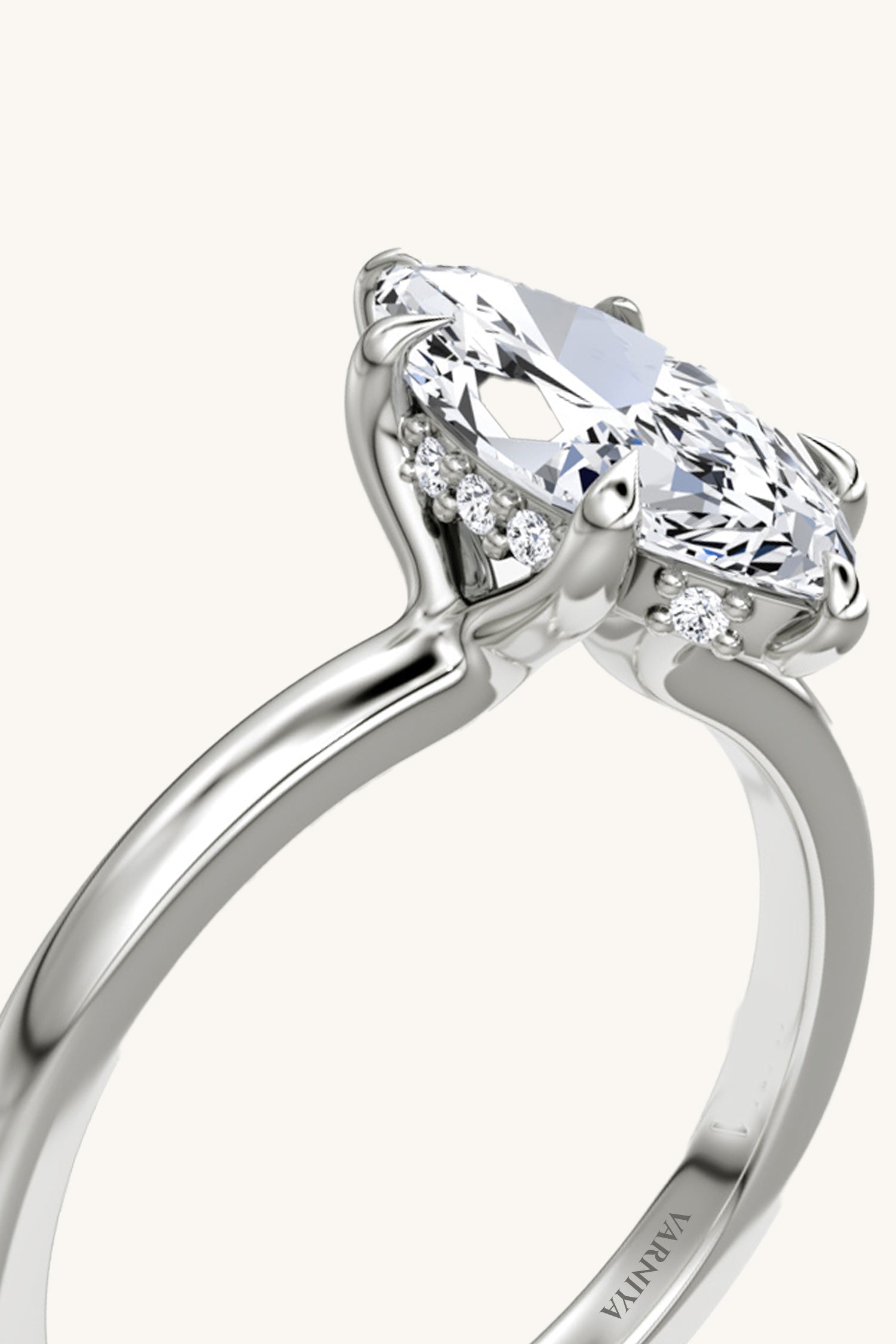 Bella Luna Halo 3 Carat Marquise Solitaire Ring