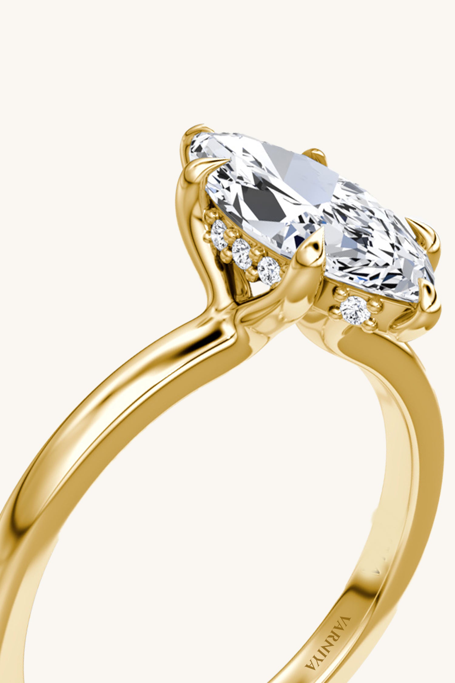 Bella Luna Halo 1 Carat Marquise Solitaire Ring