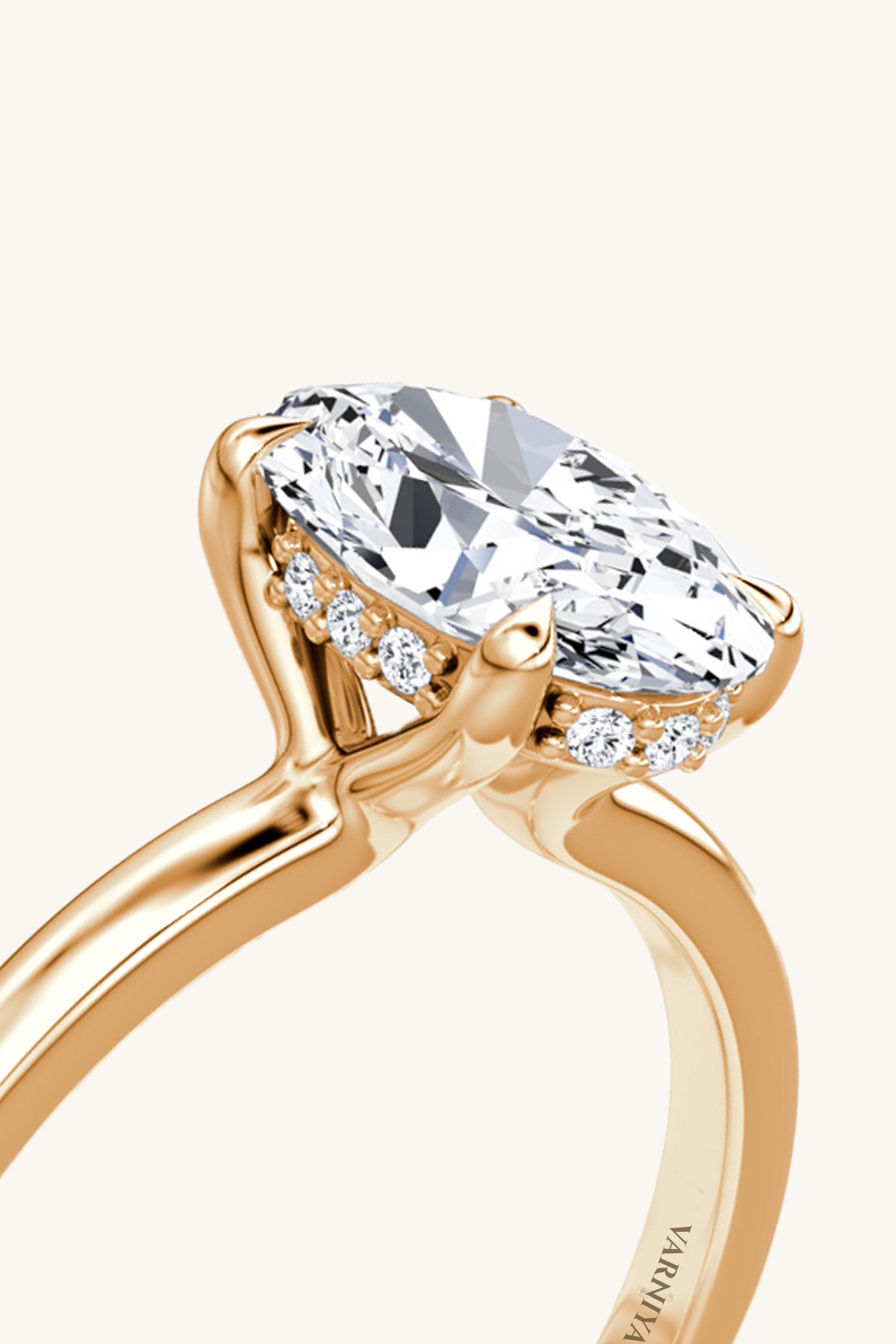 Bella Luna Halo 1 Carat Oval Solitaire Ring