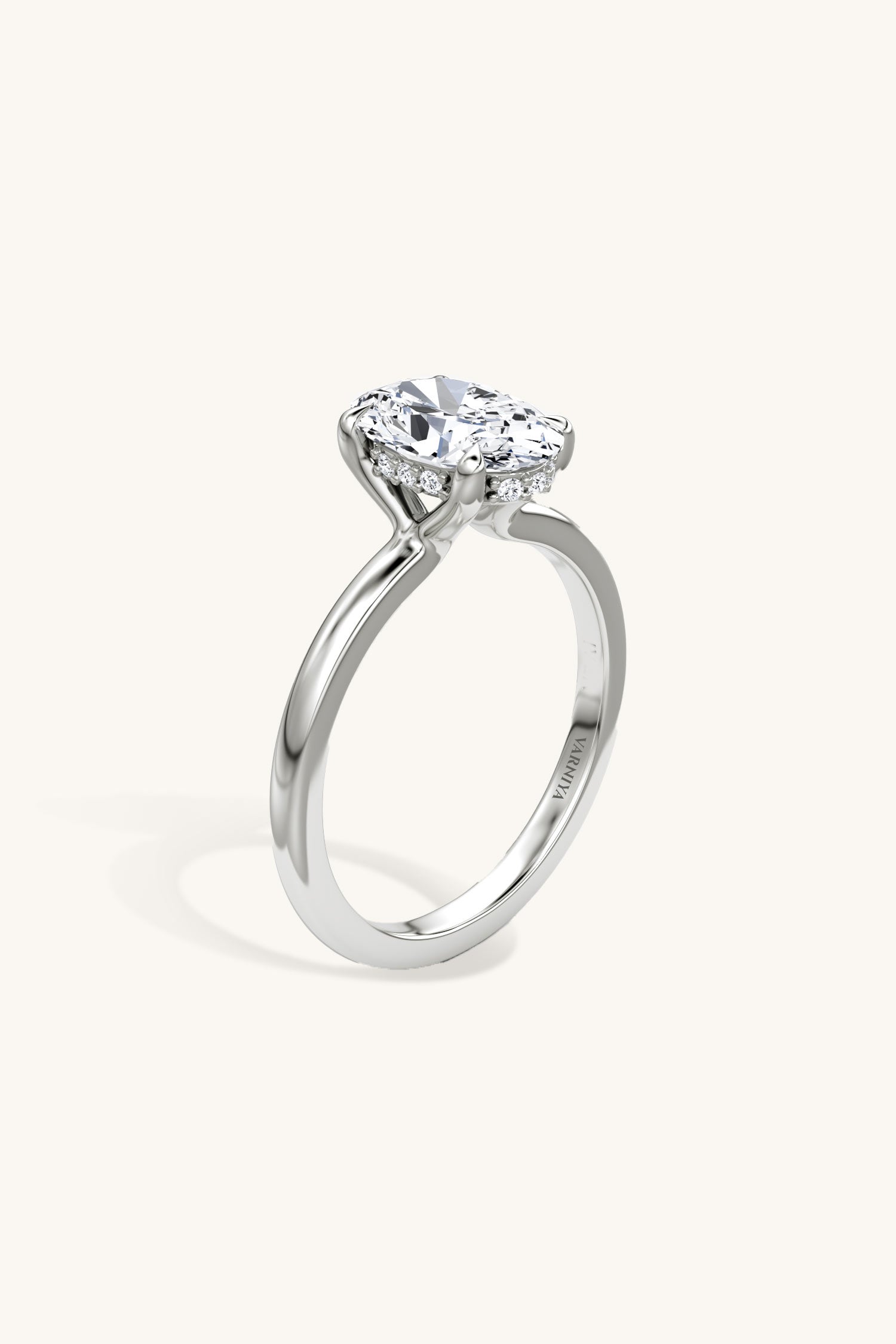 Bella Luna Halo 1 Carat Oval Solitaire Ring