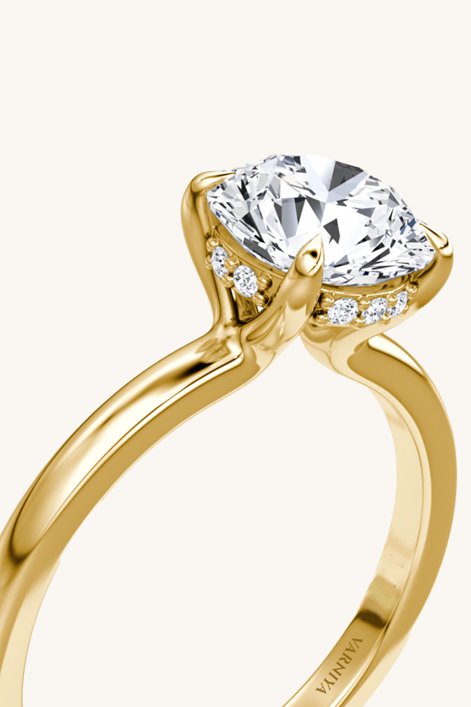 Bella Luna Halo with Carat Round Brilliant Solitaire Ring VARNIYA