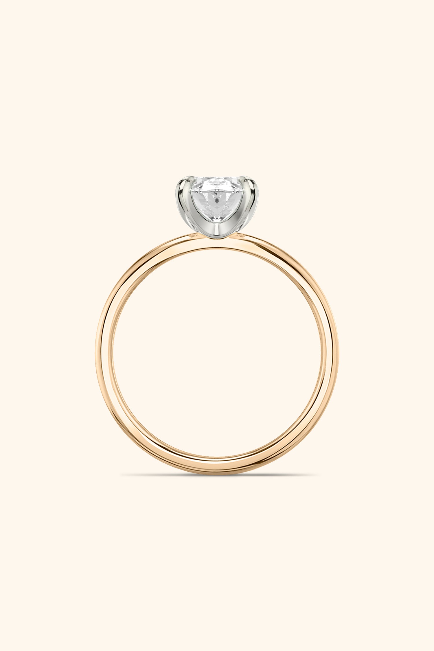 Dual Tone Glance Ring with an Oval Solitaire