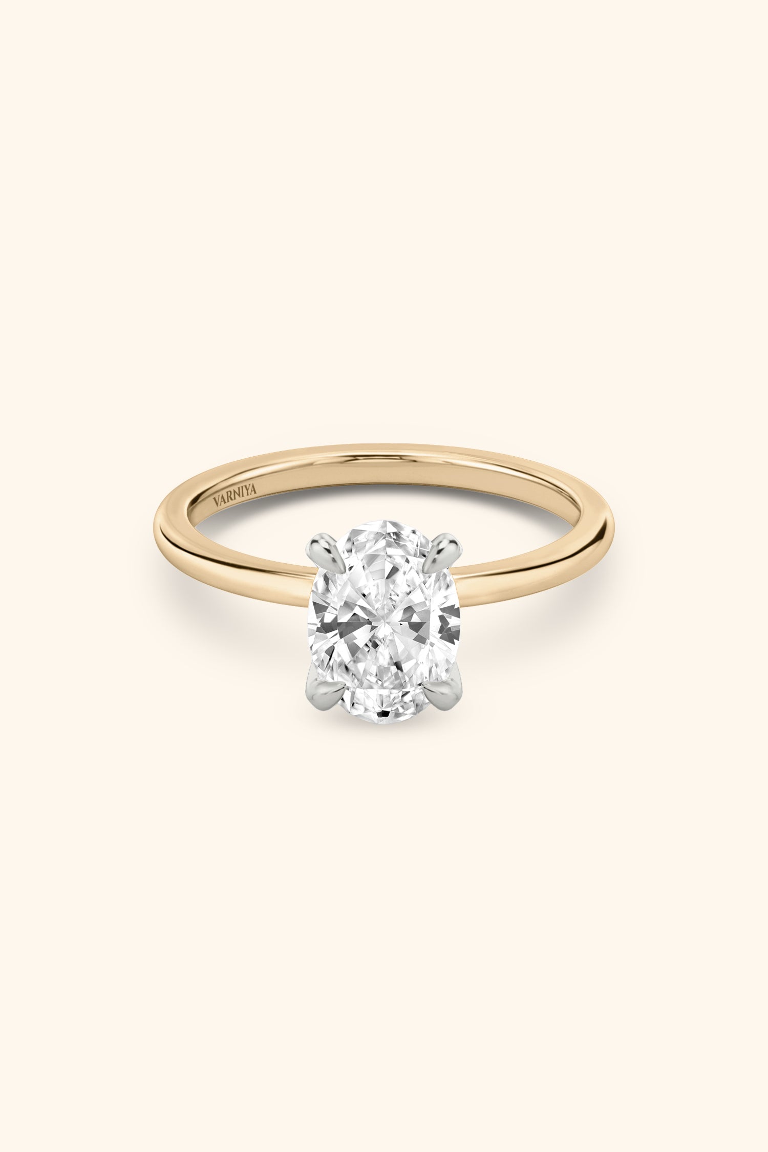 Dual Tone Glance Ring with an Oval Solitaire