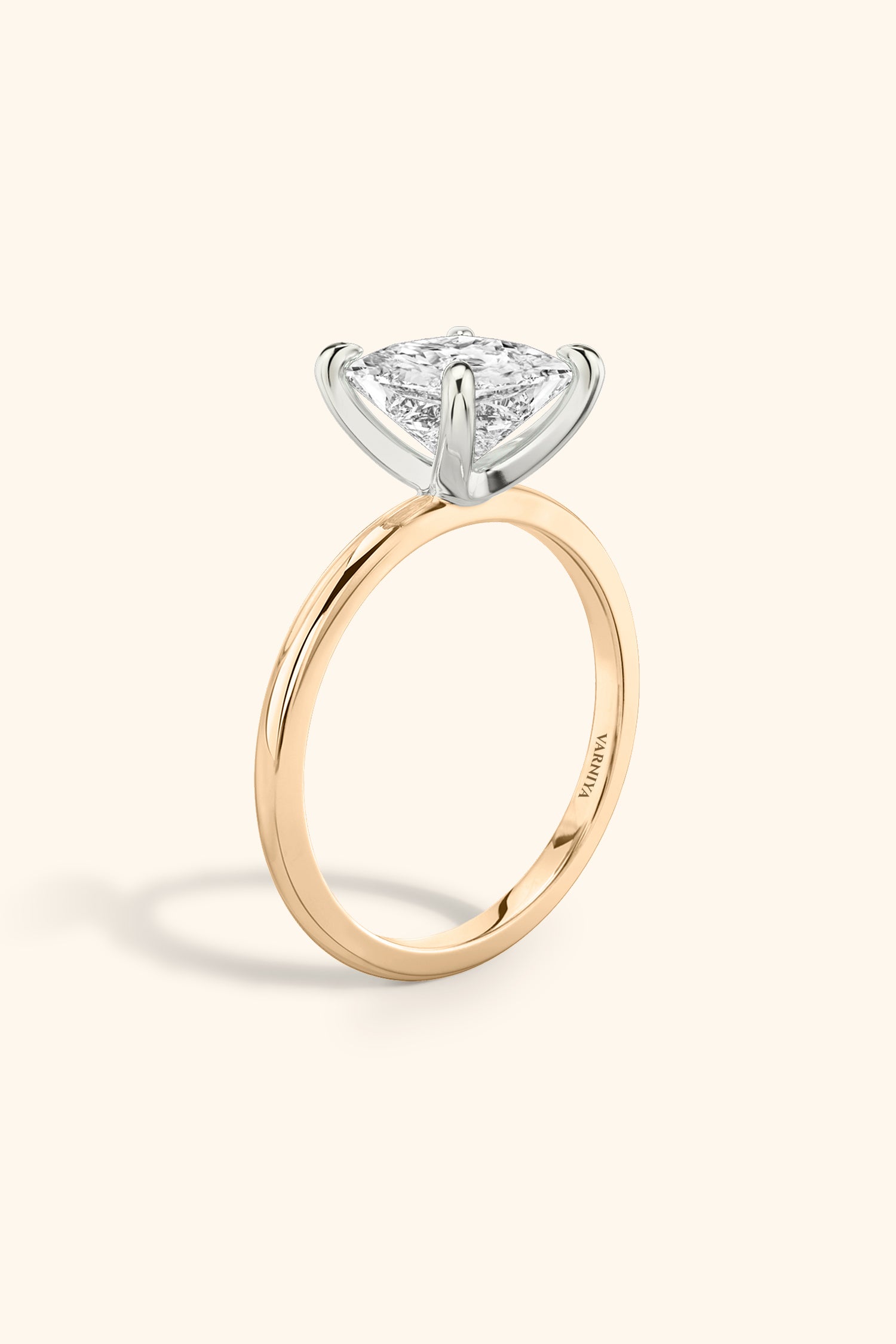 Dual Tone Glance Ring with a Princess Solitaire