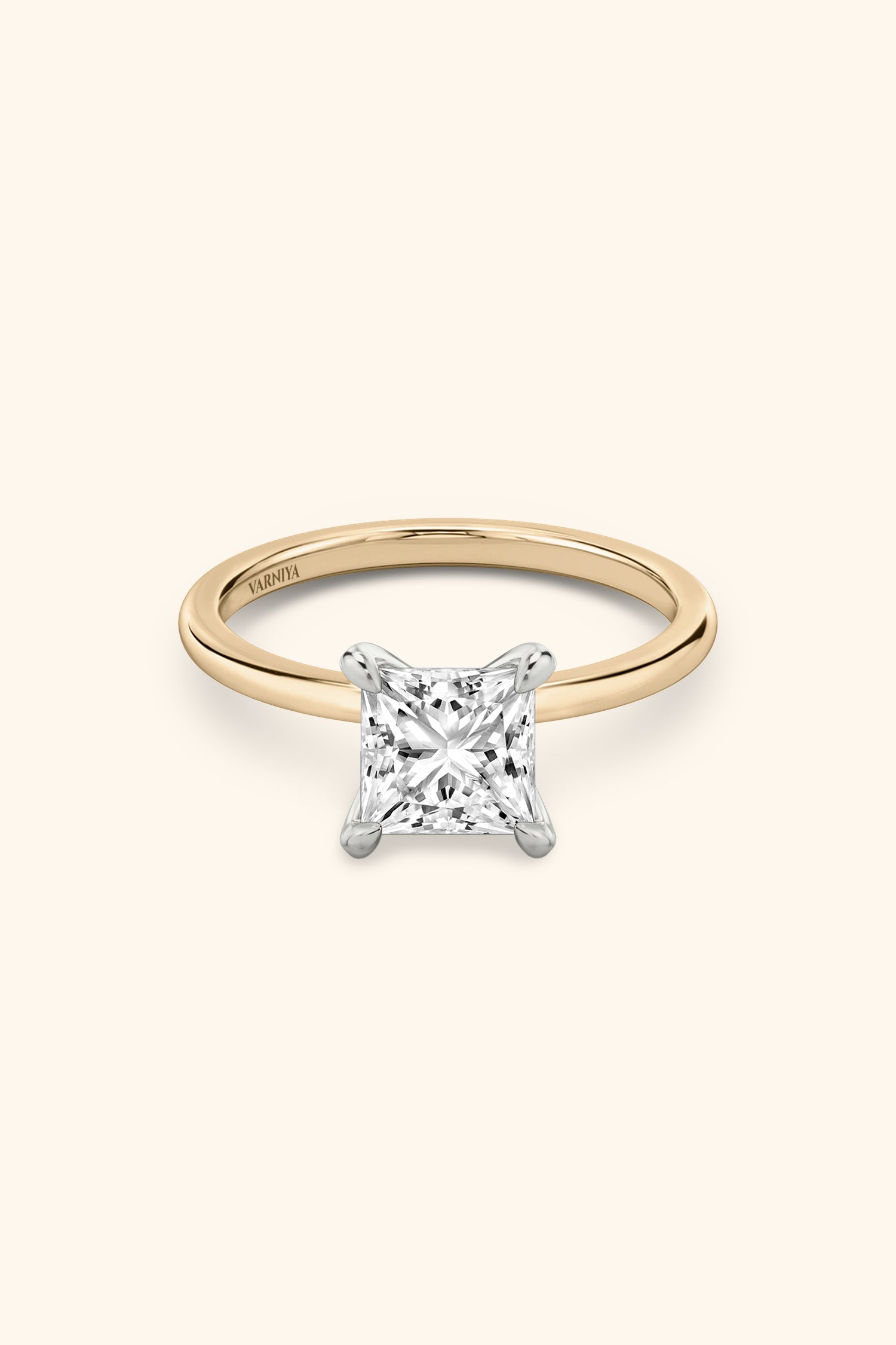 Dual Tone Glance Pavé Ring with Princess Solitaire