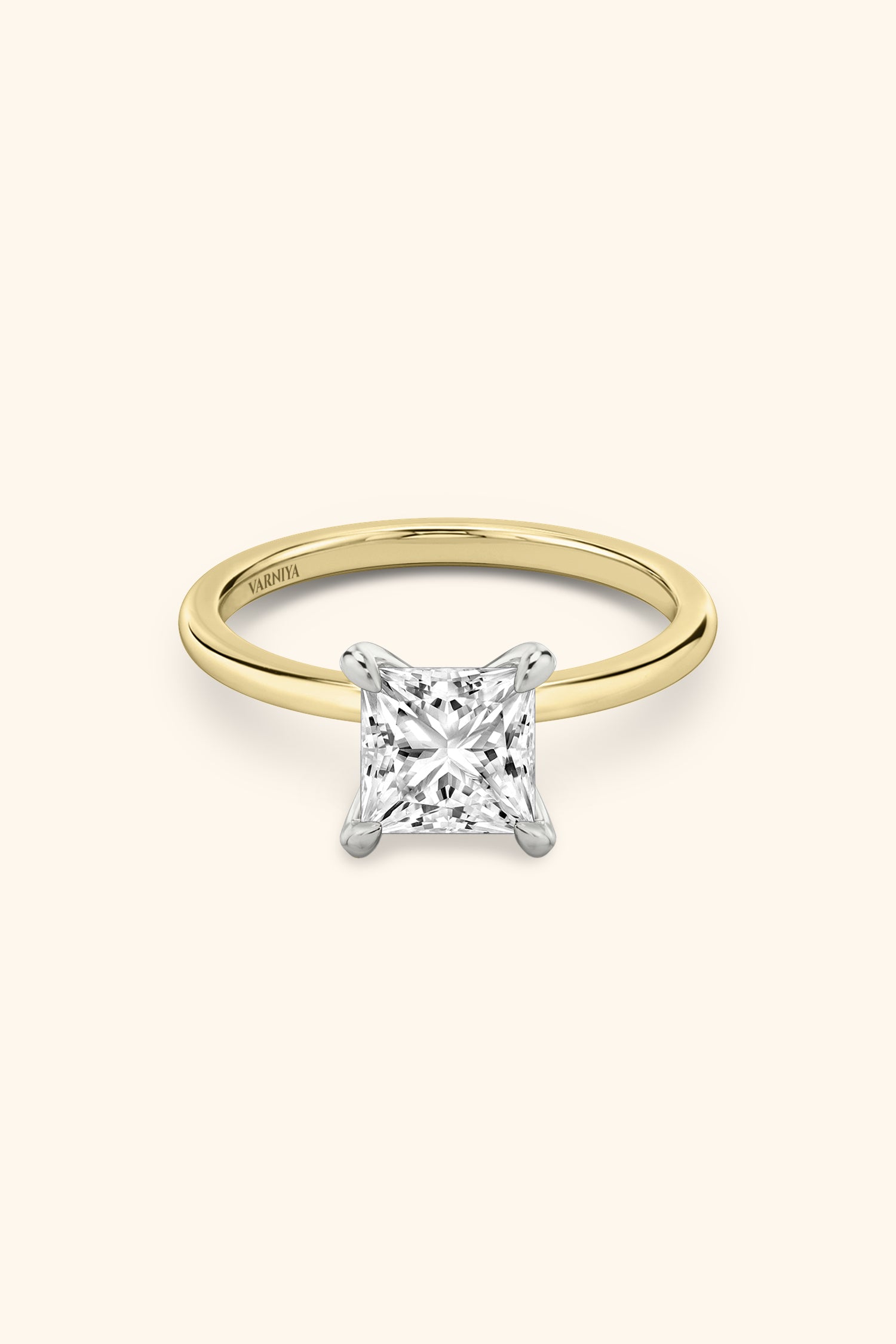 Dual Tone Glance Ring with a Princess Solitaire