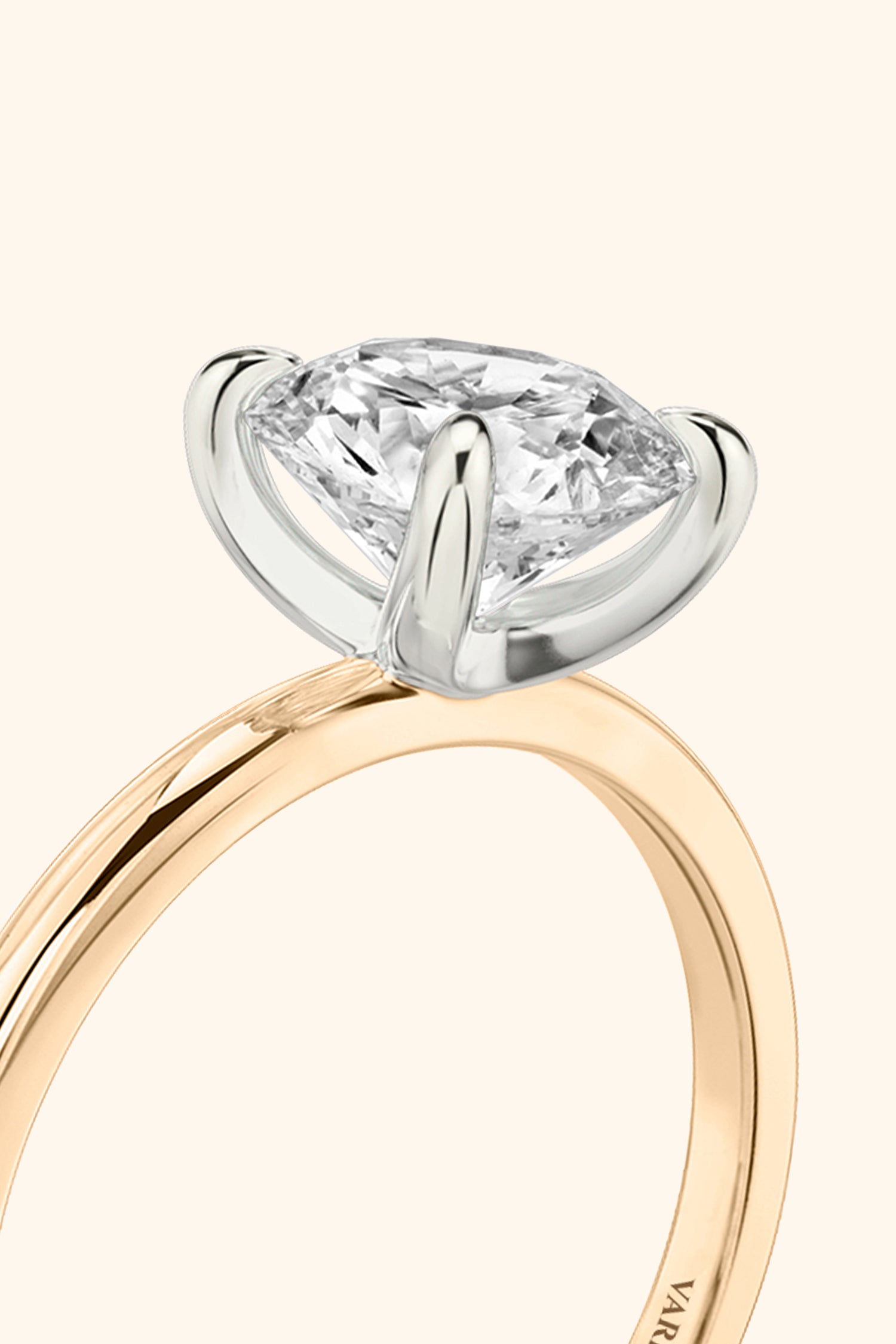 Dual Tone Glance Ring with Round Brilliant Solitaire.